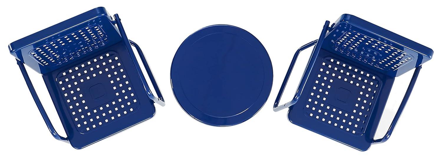 Bates Outdoor Metal Chair Set, Navy Gloss - 3 Piece
