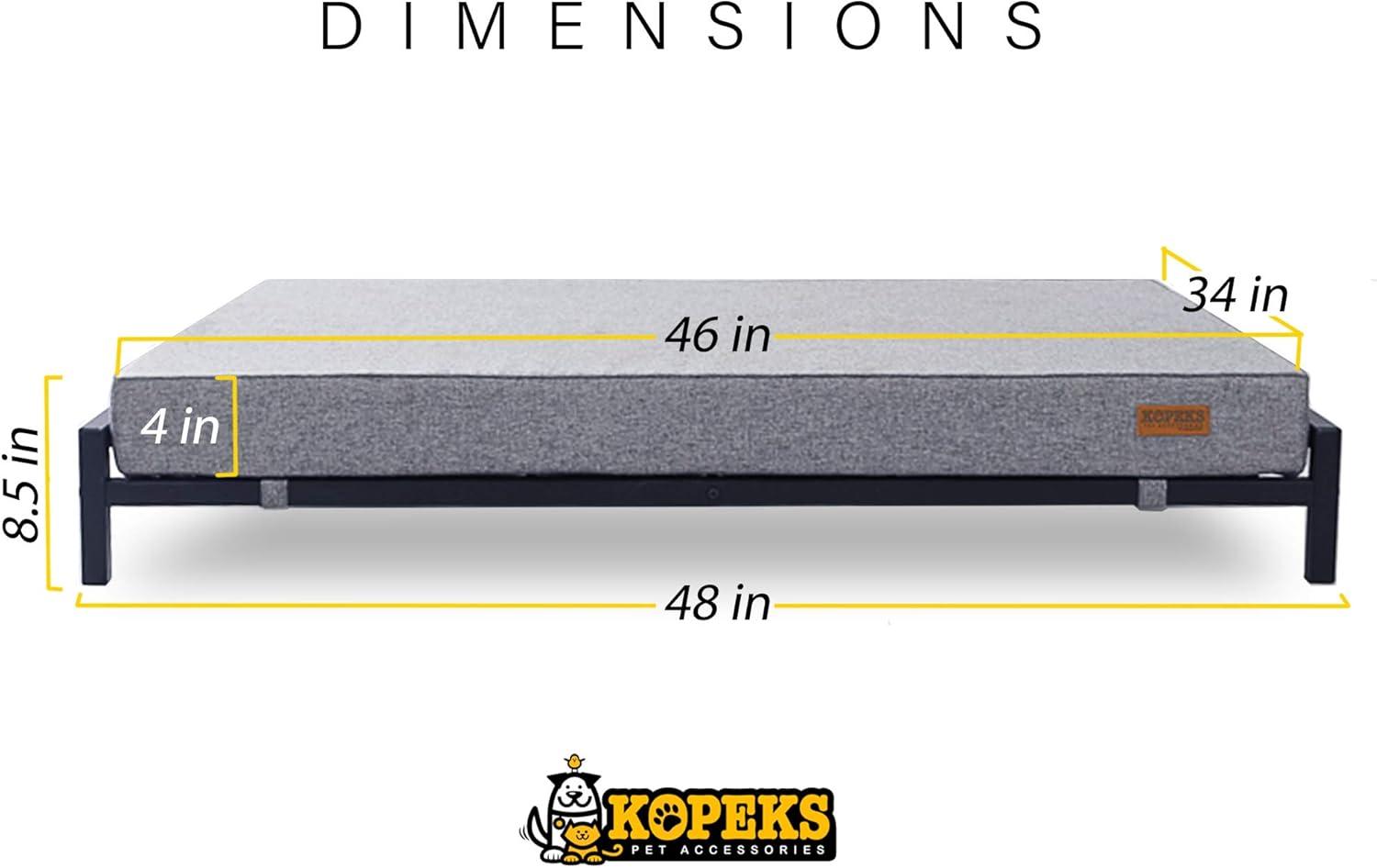 KOPEKS Elevated Foam Dog Bed - XL - Grey