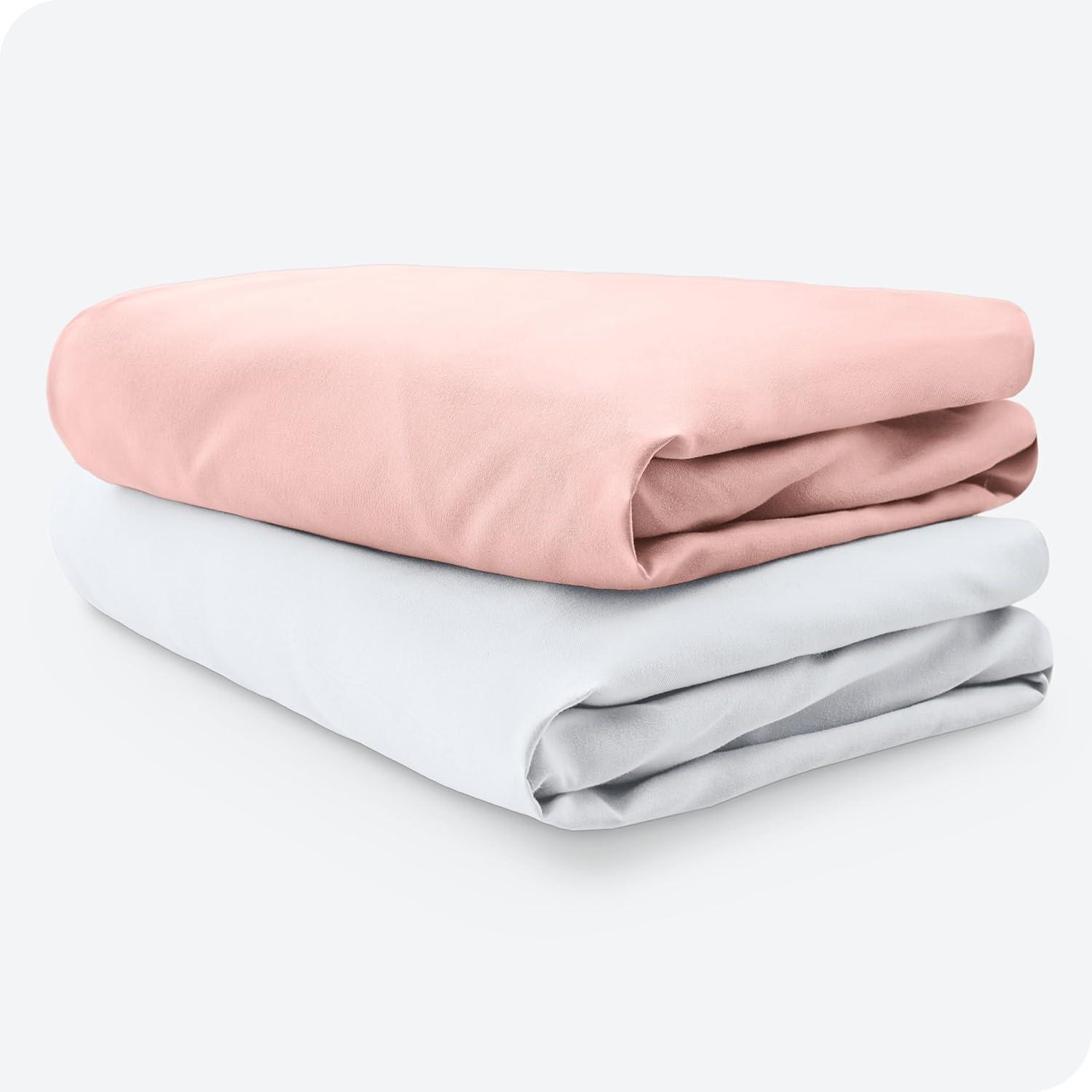 Fitted Crib Microfiber Sheet Pink Slipper/White 2pk by Bare Home