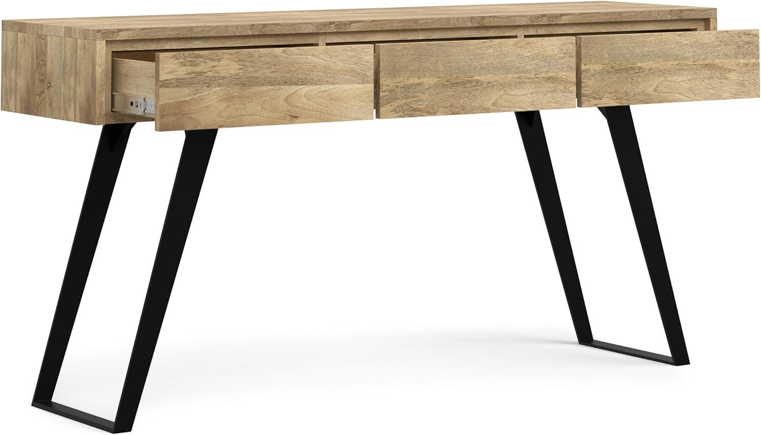 Lowry 60"W Solid Wood Modern Industrial Storage Console Table with 3 Storage Drawers and Metal Legs