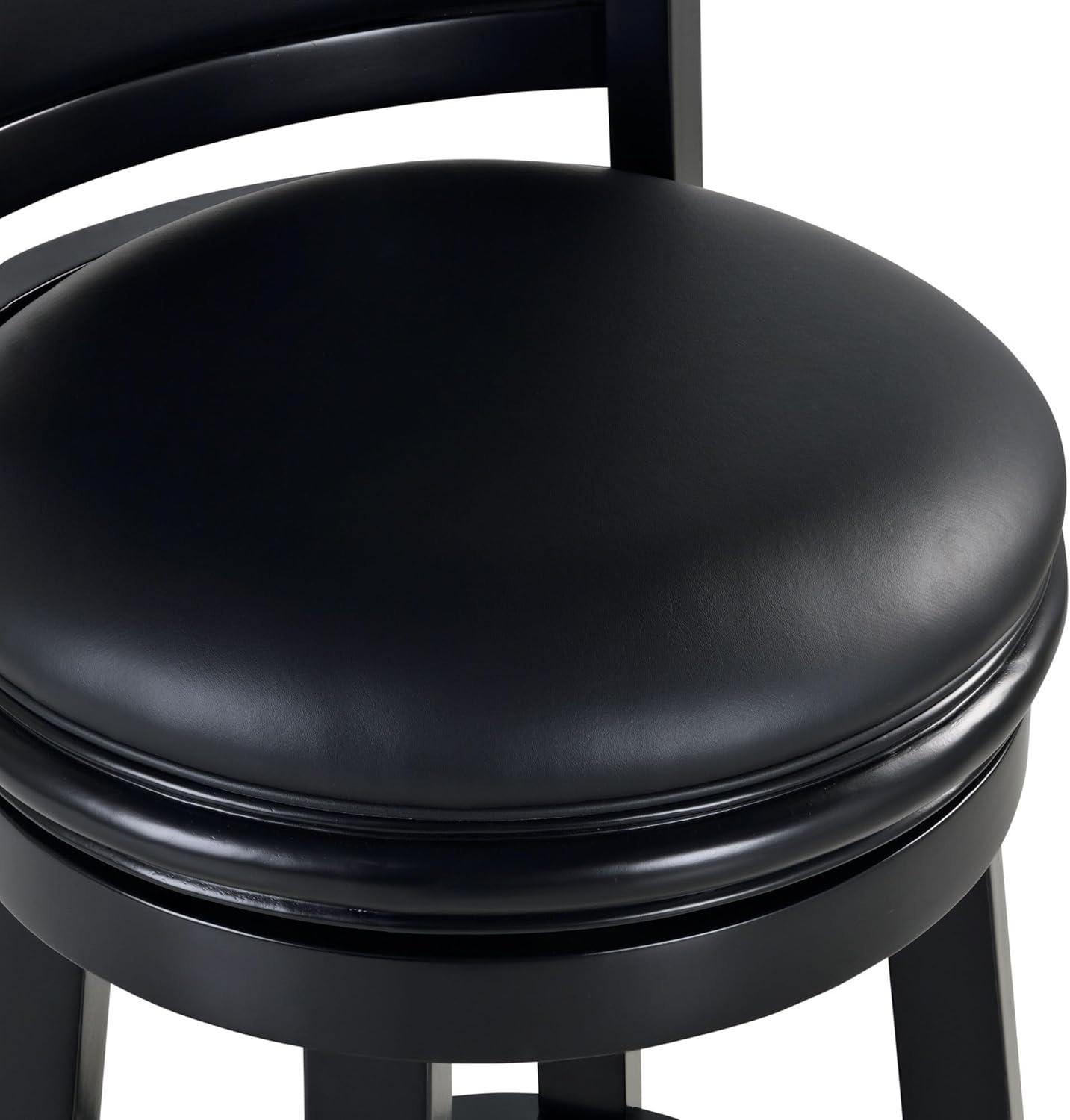 34" Extra Tall Augusta Swivel Barstool Black - Boraam: Durable Hardwood, Faux Leather, 360 Swivel, Footrest
