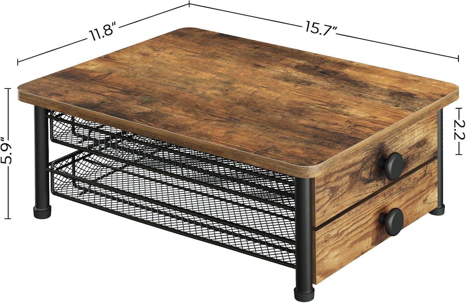 Rustic Brown and Black 2-Tier Coffee Pod Drawer Holder