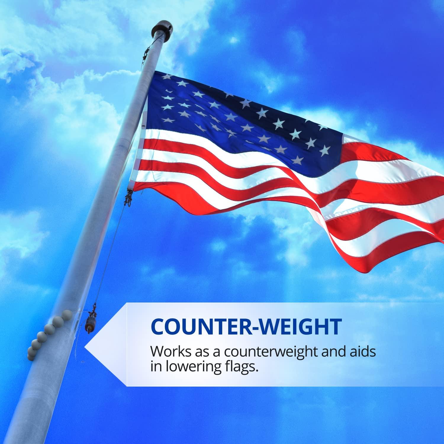 Anley Authentic Beaded Flag Retainer Ring for Both Internal & External Halyard Flagpole (Gray)