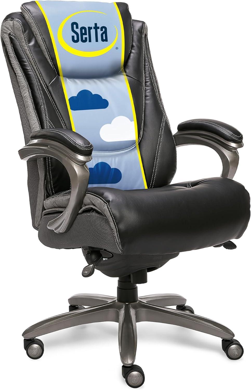 Serta Baxter Big and Tall Smart Layers Executive Office Chair with Layered Body Pillows