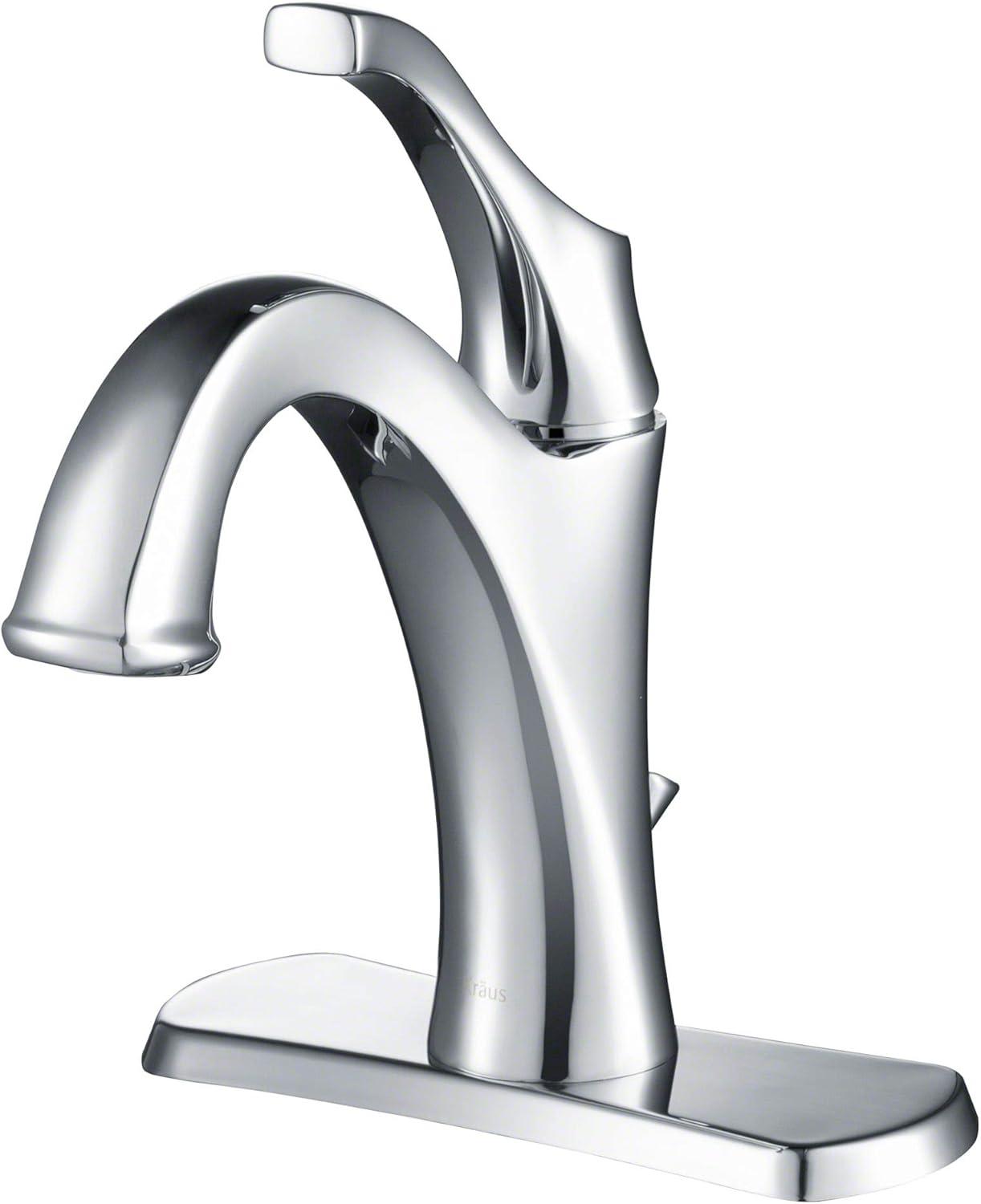 Kraus Arlo Single Hole 1-Handle WaterSense Bathroom Sink Faucet with Drain and Deck Plate