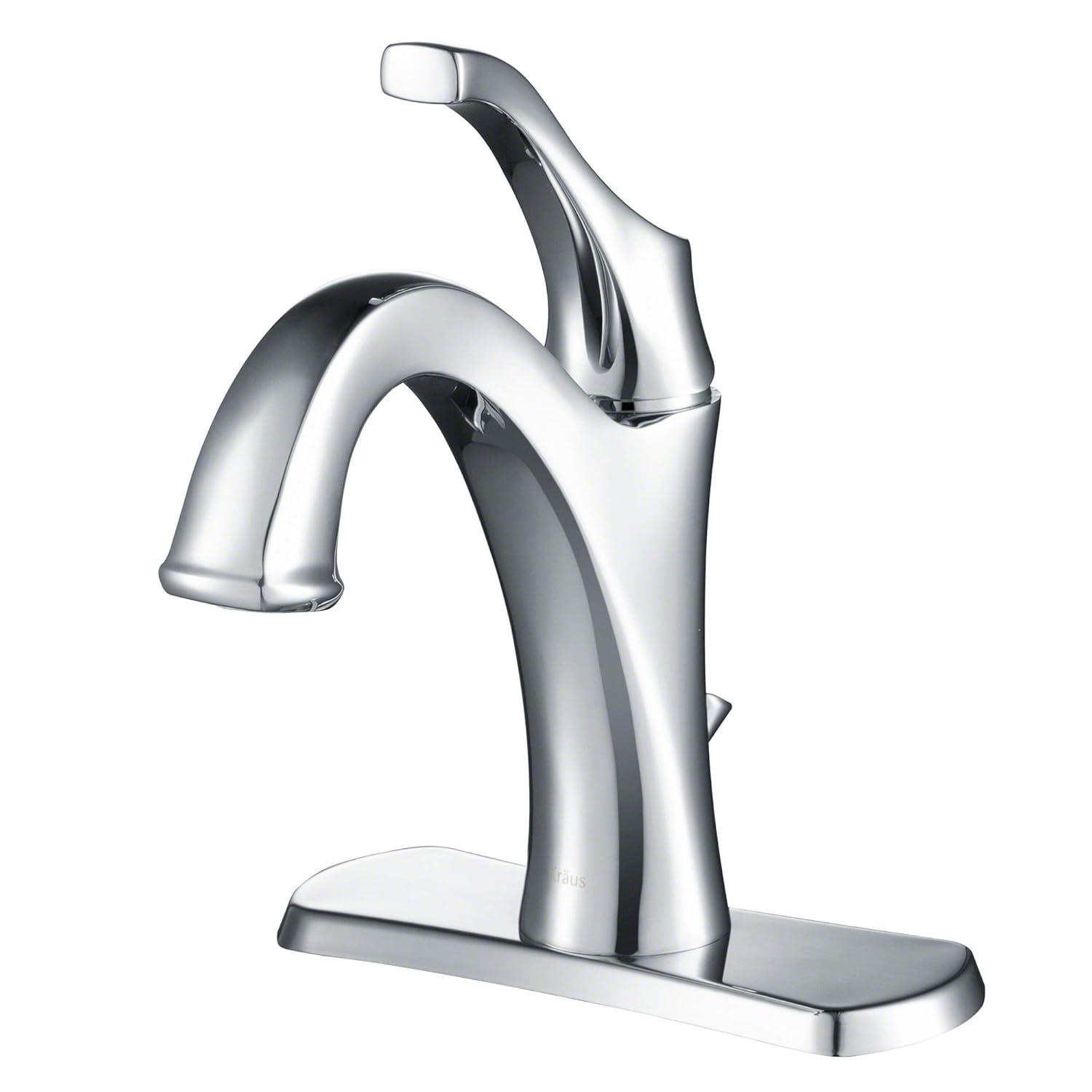 Kraus Arlo Single Hole 1-Handle WaterSense Bathroom Sink Faucet with Drain and Deck Plate