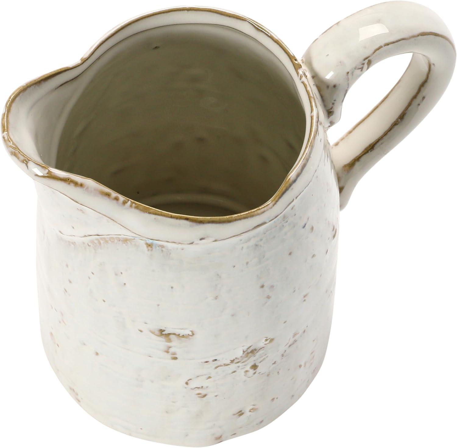 Creative Co-Op 28 oz. Stoneware Pitcher, Reactive Glaze, White (Each One Will Vary)