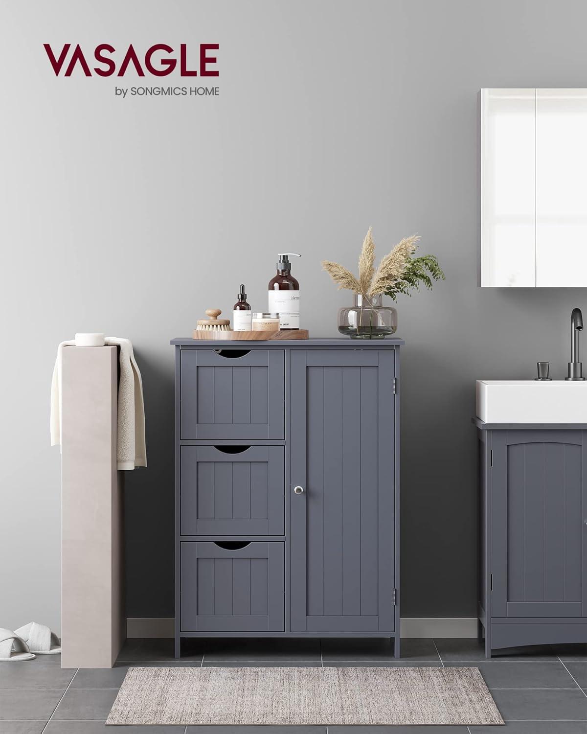 Slate Gray MDF Living Room Cabinet with Adjustable Shelving