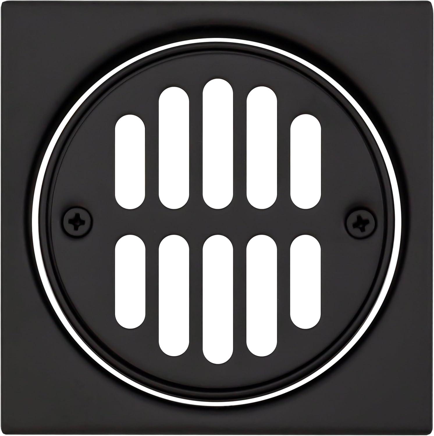 4-1/4" Brass Shower Tile Square with 3-1/2" OD Round Drain Cover