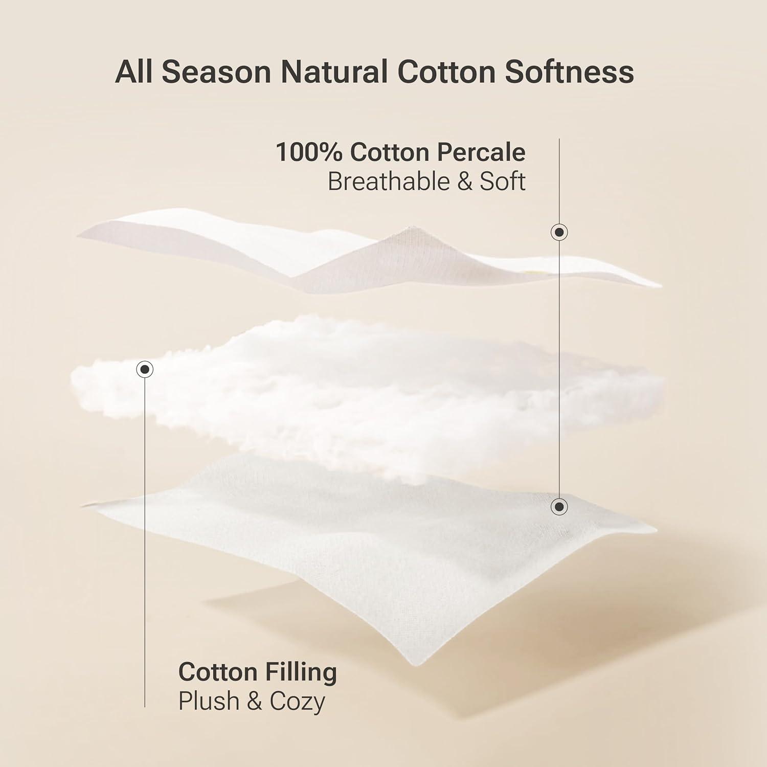 Sleep Philosophy King All Natural Cotton Percale Quilted Mattress Pad White: Cooling, 135 Thread Count, Fits 16" Depth