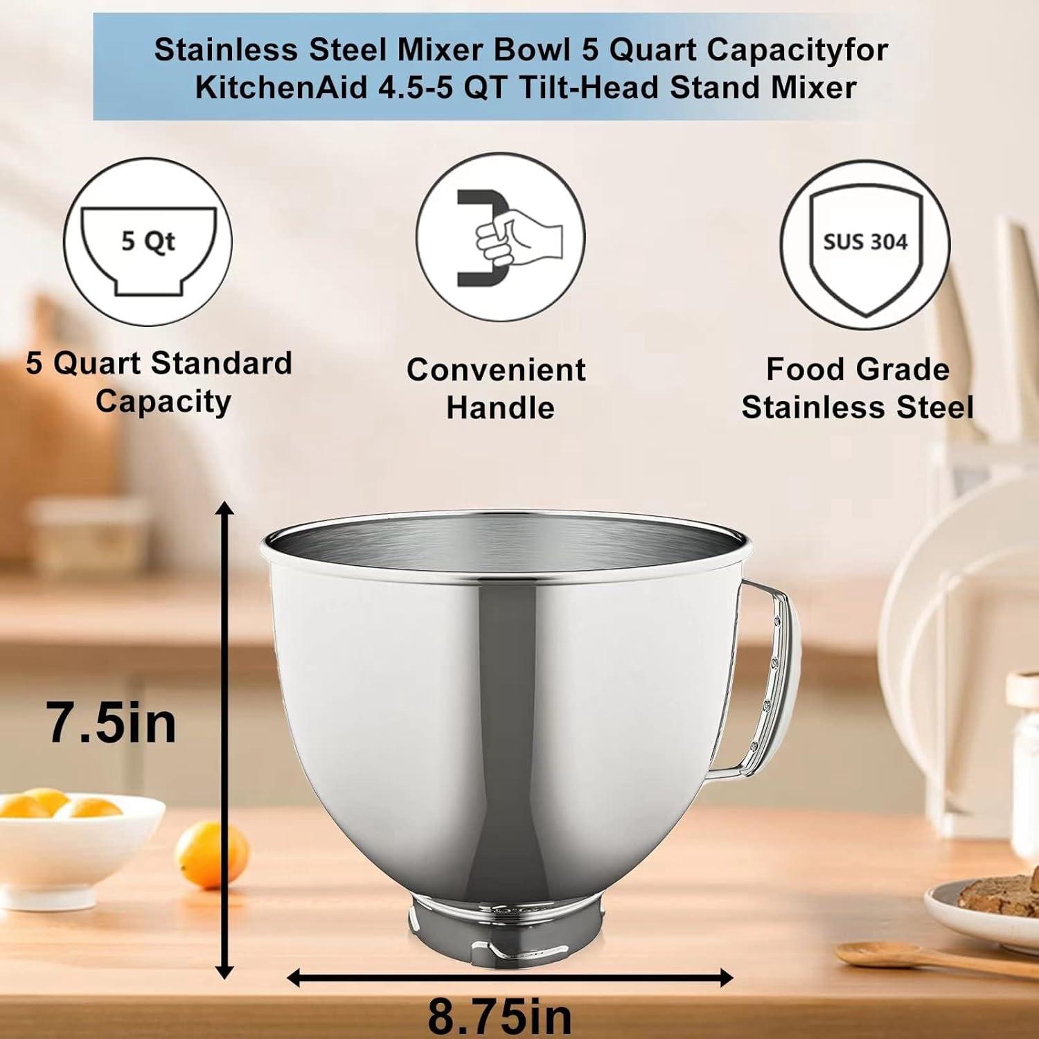 5.5 Quart Stainless Steel Mixing Bowl for KitchenAid Stand Mixers