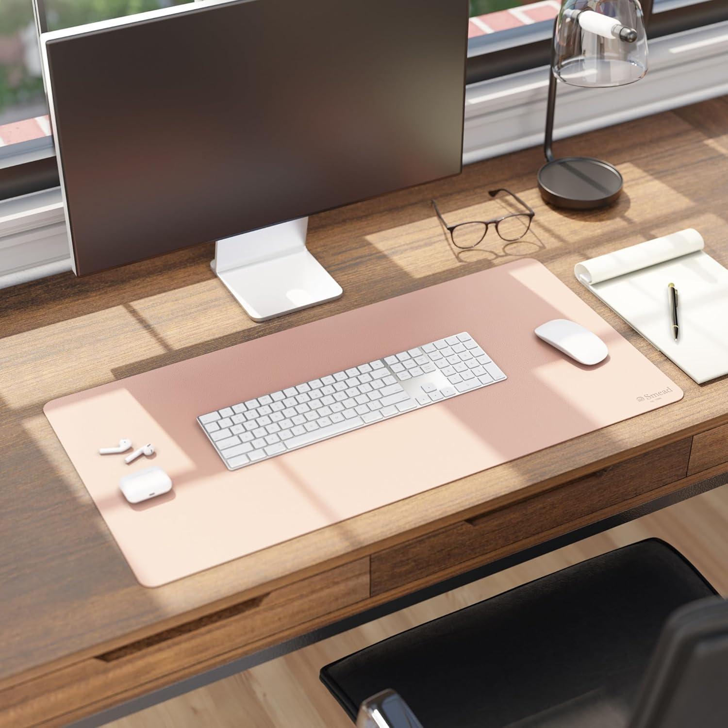 Smead Vegan Leather Desk Pads 31.5 x 15.7 Light Pink 64834