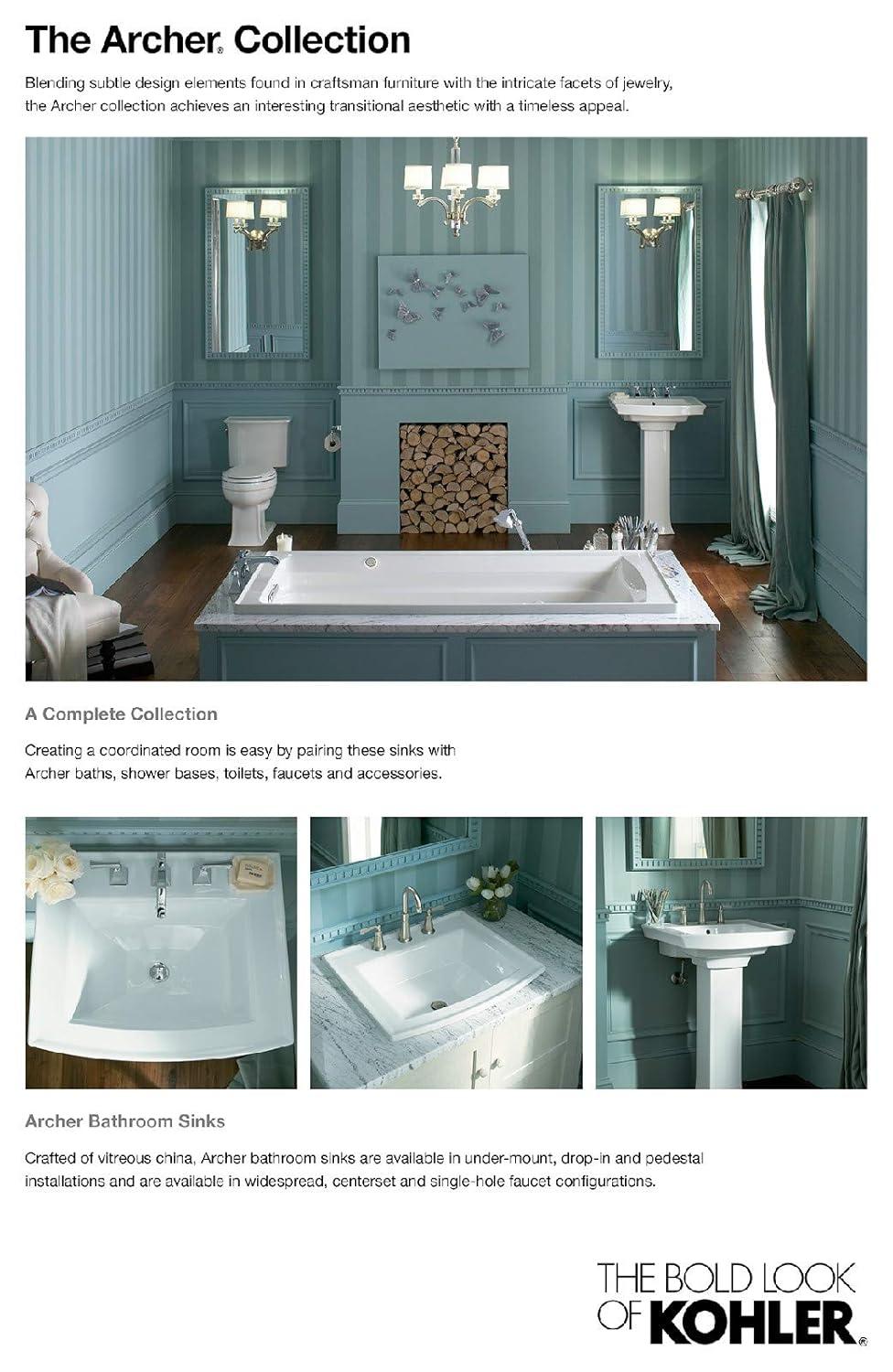 Archer® Vitreous China Rectangular Drop-In Bathroom Sink with Overflow