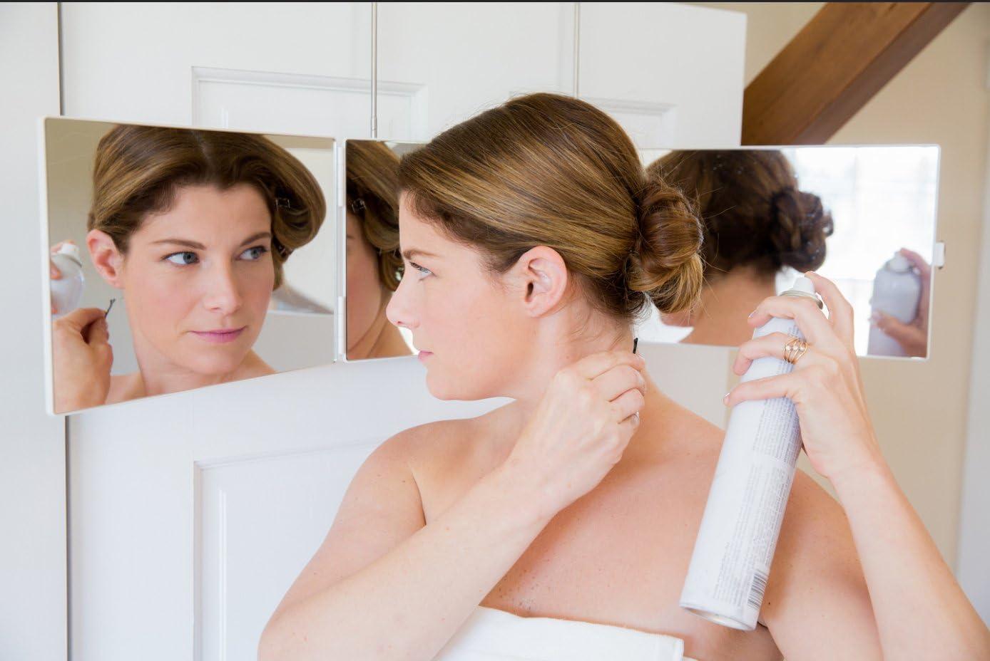 Portable Tri-Fold Mirror Home/Travel (White) 3 Way Mirror Hair, Makeup Mirror, Back of Head, Coloring, Styling, Cutting, Gifts for Men/Women