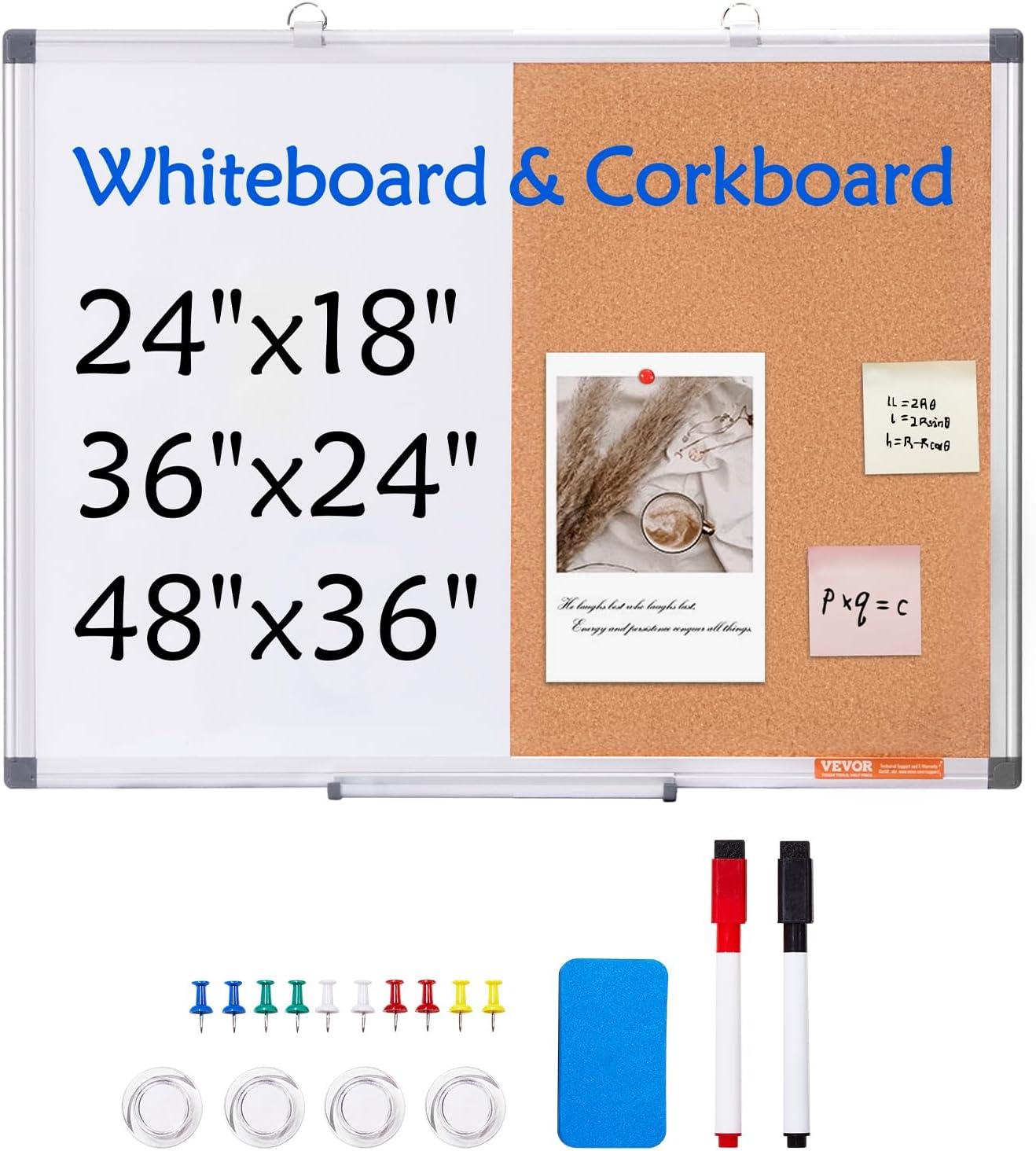 VEVOR Whiteboard & Cork Board Combo with Aluminum | Wayfair