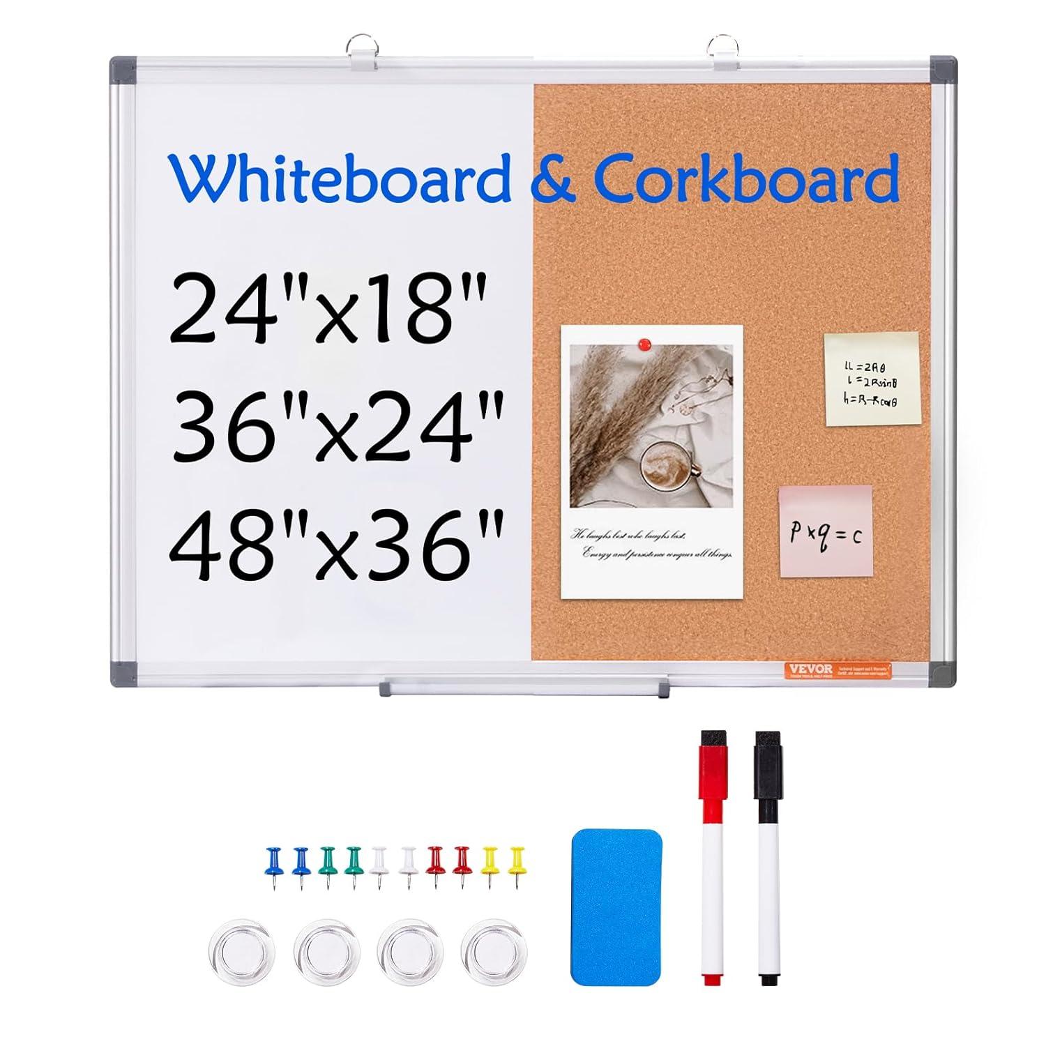 VEVOR Whiteboard & Cork Board Combo with Aluminum | Wayfair