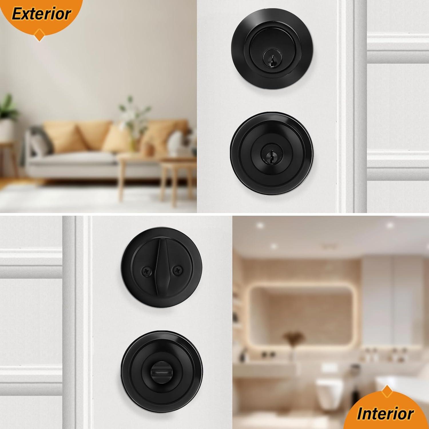 Black Stainless Steel Single Cylinder Door Knob and Deadbolt Set