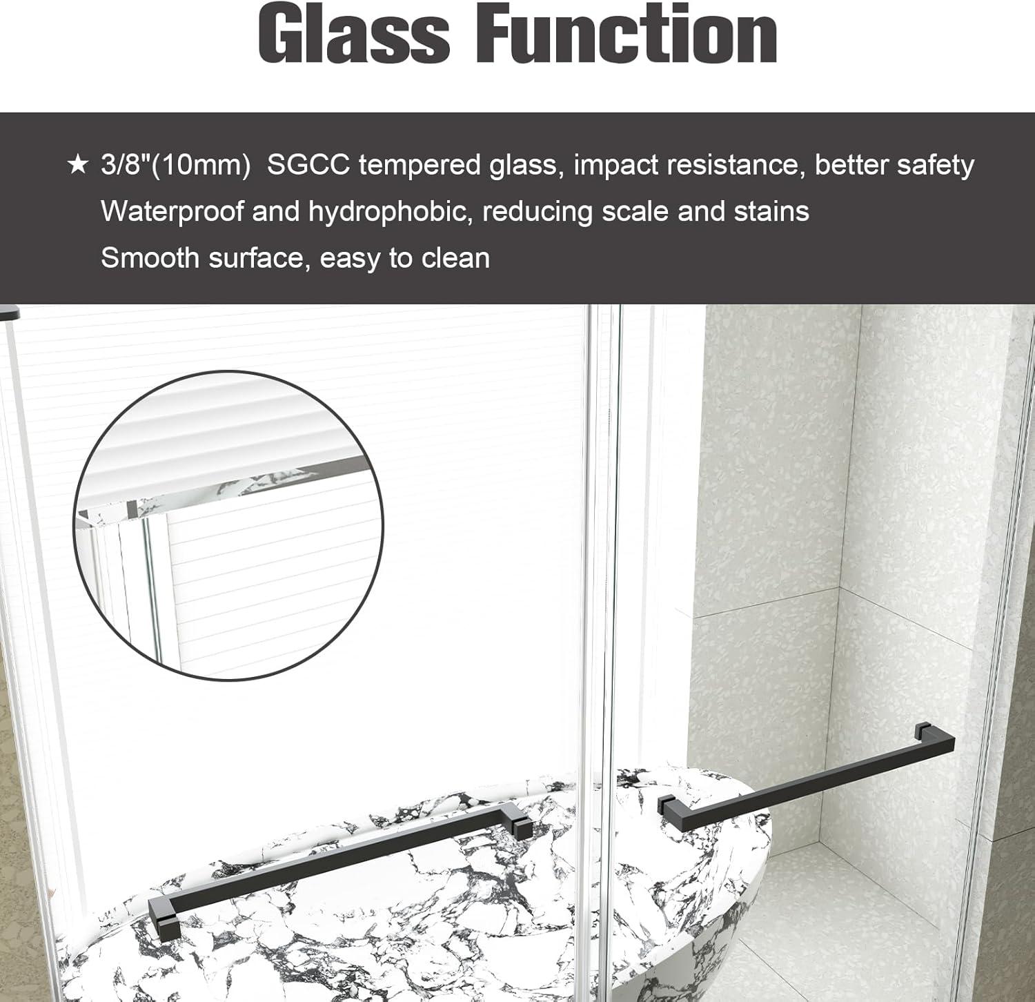 Dimorphos 56-60"W x 76"H Frameless Double Sliding Shower Door with 10mm Tempered Glass Door 11DD161822LL