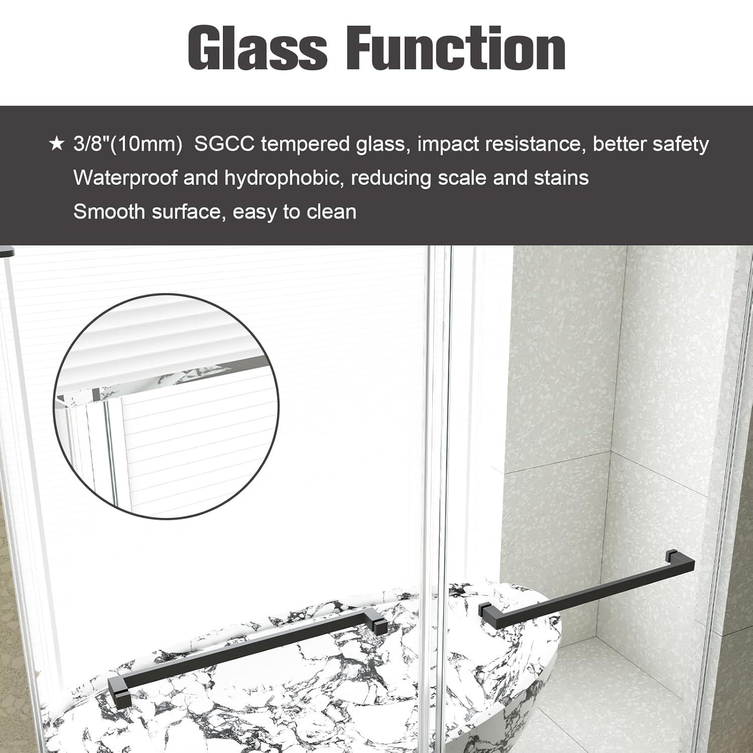 Dimorphos 56-60"W x 76"H Frameless Double Sliding Shower Door with 10mm Tempered Glass Door 11DD161822LL