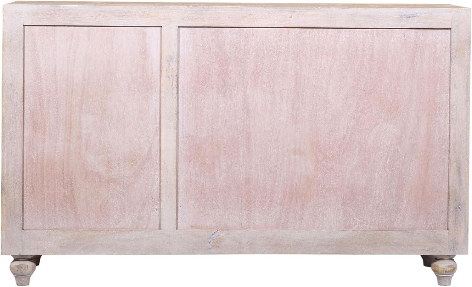 Patrin Distressed Natural Mango Wood Sideboard with Carved Doors