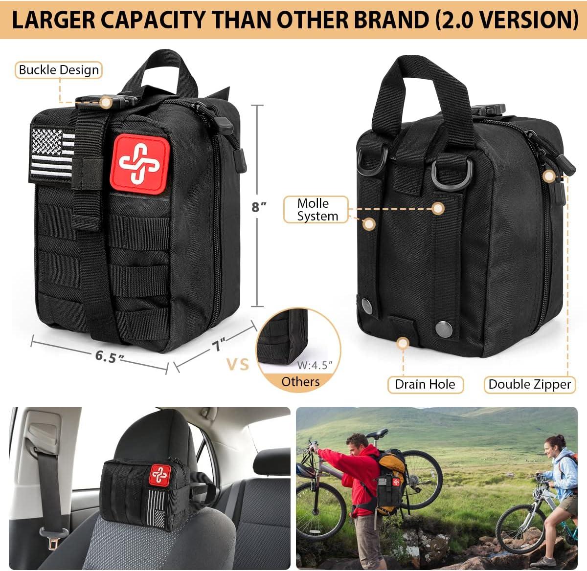 Arlmont & Co. Survival Kit, 250 Piece Survival Gear First Aid Kit With Molle System Compatible Bag And Emergency Tent, Earthquake Emergency Kit, Outdoor Adventure, Hiking, Hunting, Gift For Men And Women