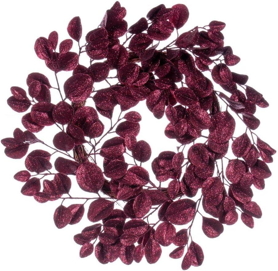 Burgundy Elegance 24" Artificial Dogwood Glitter Wreath