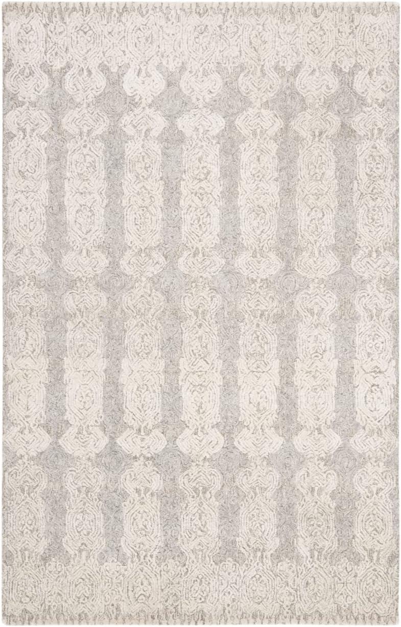 Ivory and Grey Hand-Tufted Wool and Viscose Area Rug