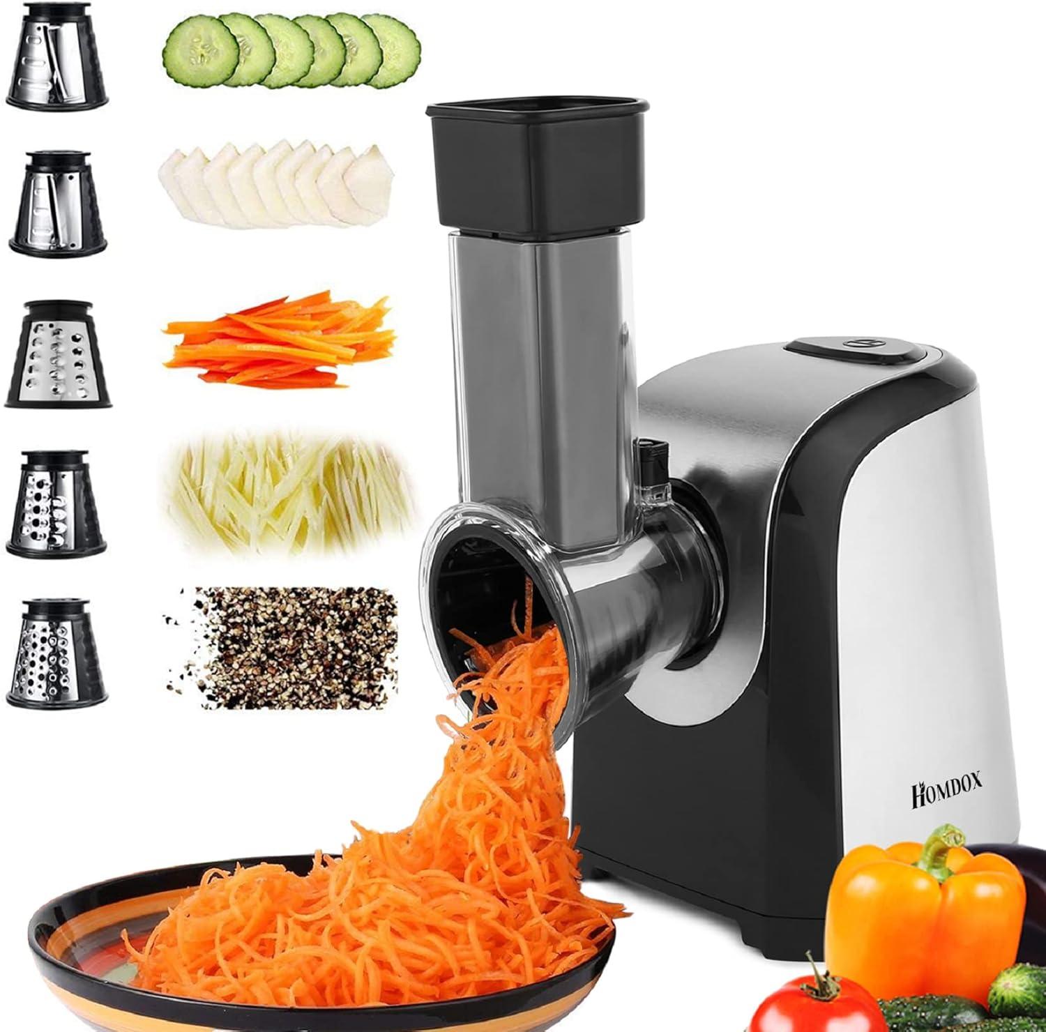 Homdox 150W Stainless Steel Electric Salad Maker with 5 Blades