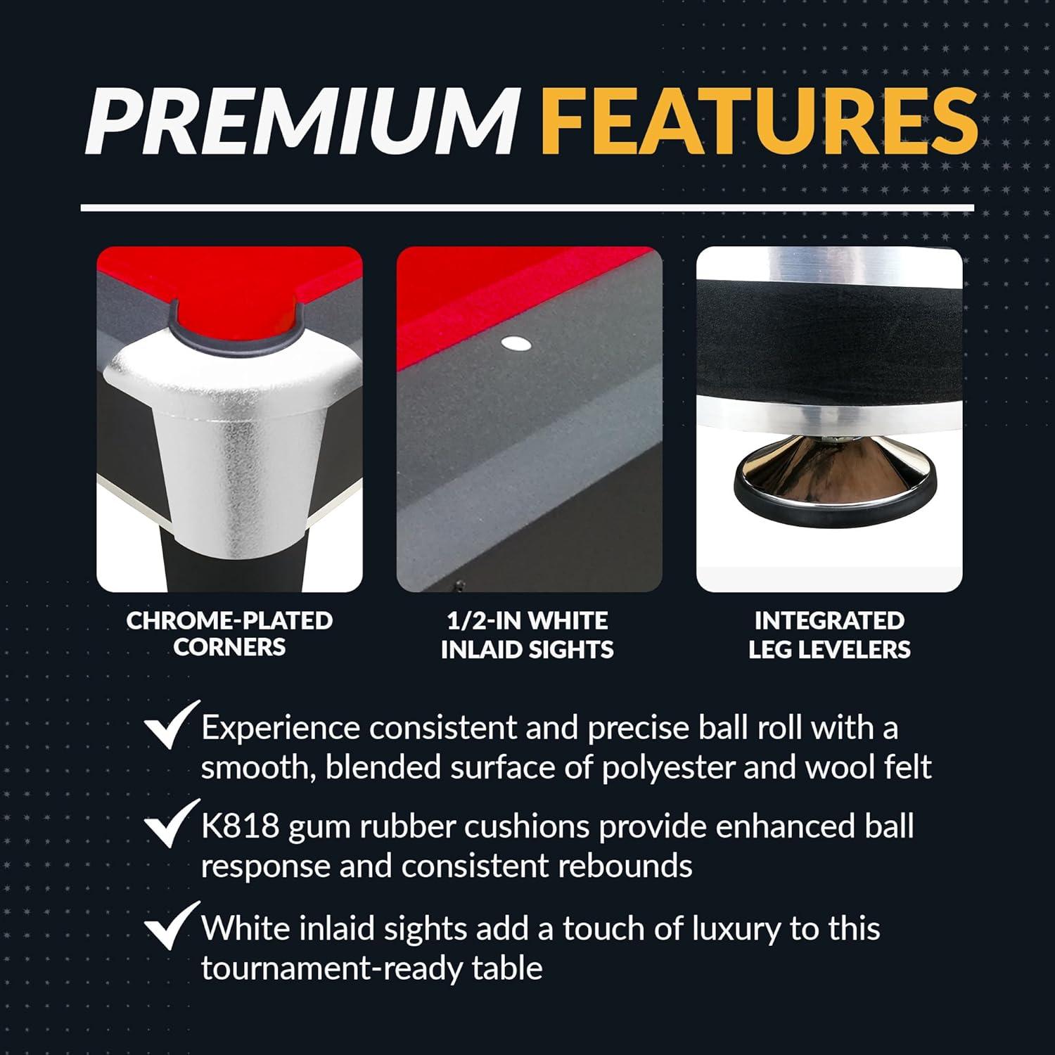 Hathaway Games Hathaway Jupiter 7 Ft Heavy Duty Pool Table – Includes Cue Sticks, Billiard Balls, Brush – Modern Look for Family Billiards Games Room – Red Felt with Black Finish