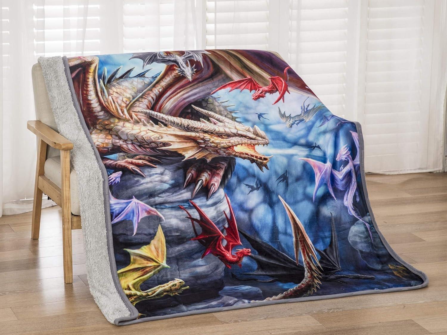 Anne Stokes Fantasy Dragon Clan Sherpa Throw Blanket