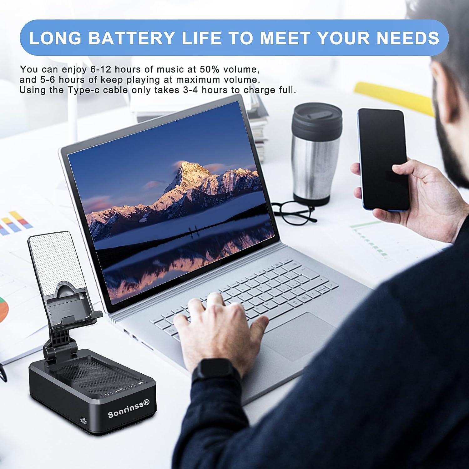 Cell Phone Stand with Wireless Bluetooth Speaker Compatible for Any Smartphones,Anti-Slip Design Phone Holder with HD Surround Sound Bluetooth Speaker for Home,Office,Outdoor