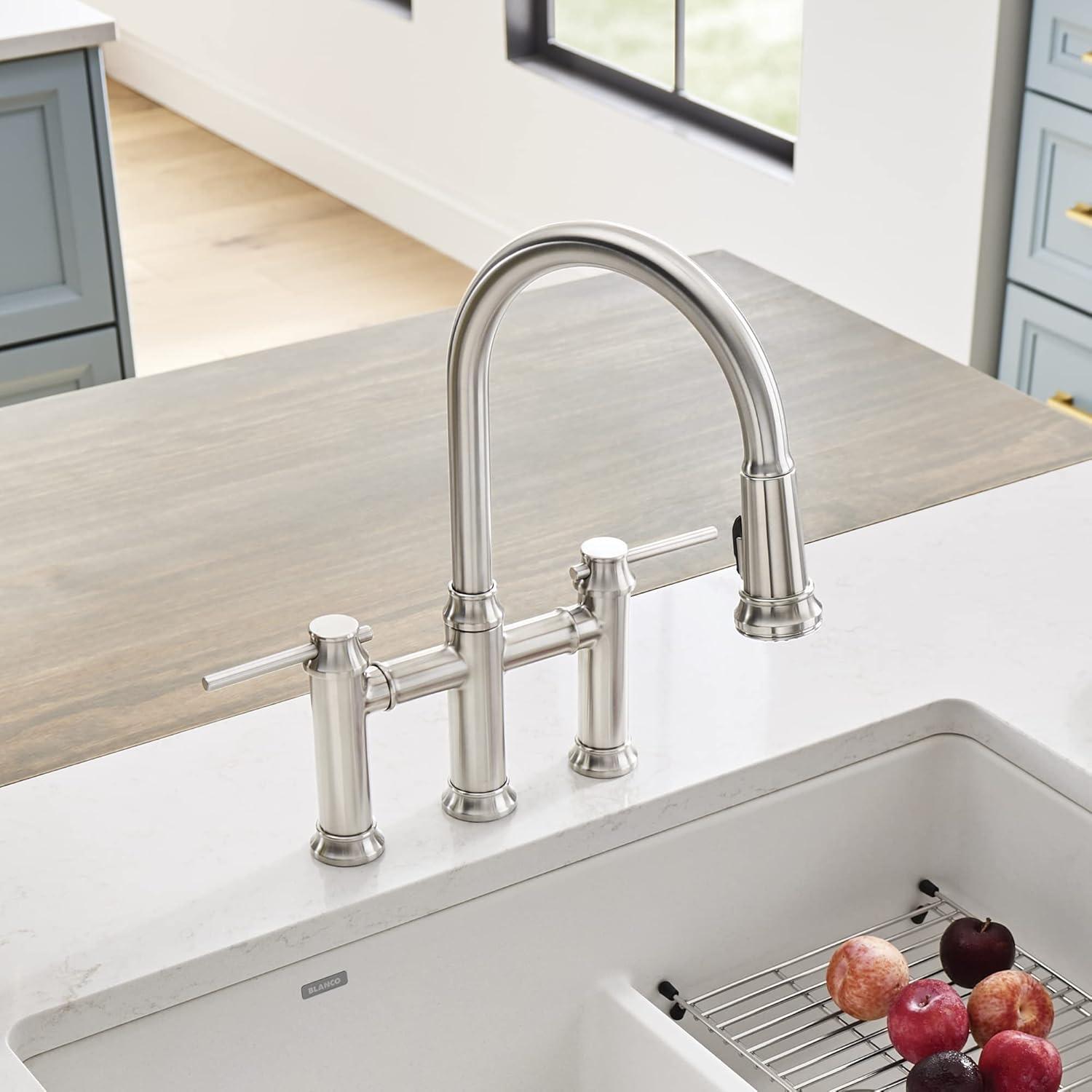 Empressa Pull Down Dual Spray Bridge Faucet