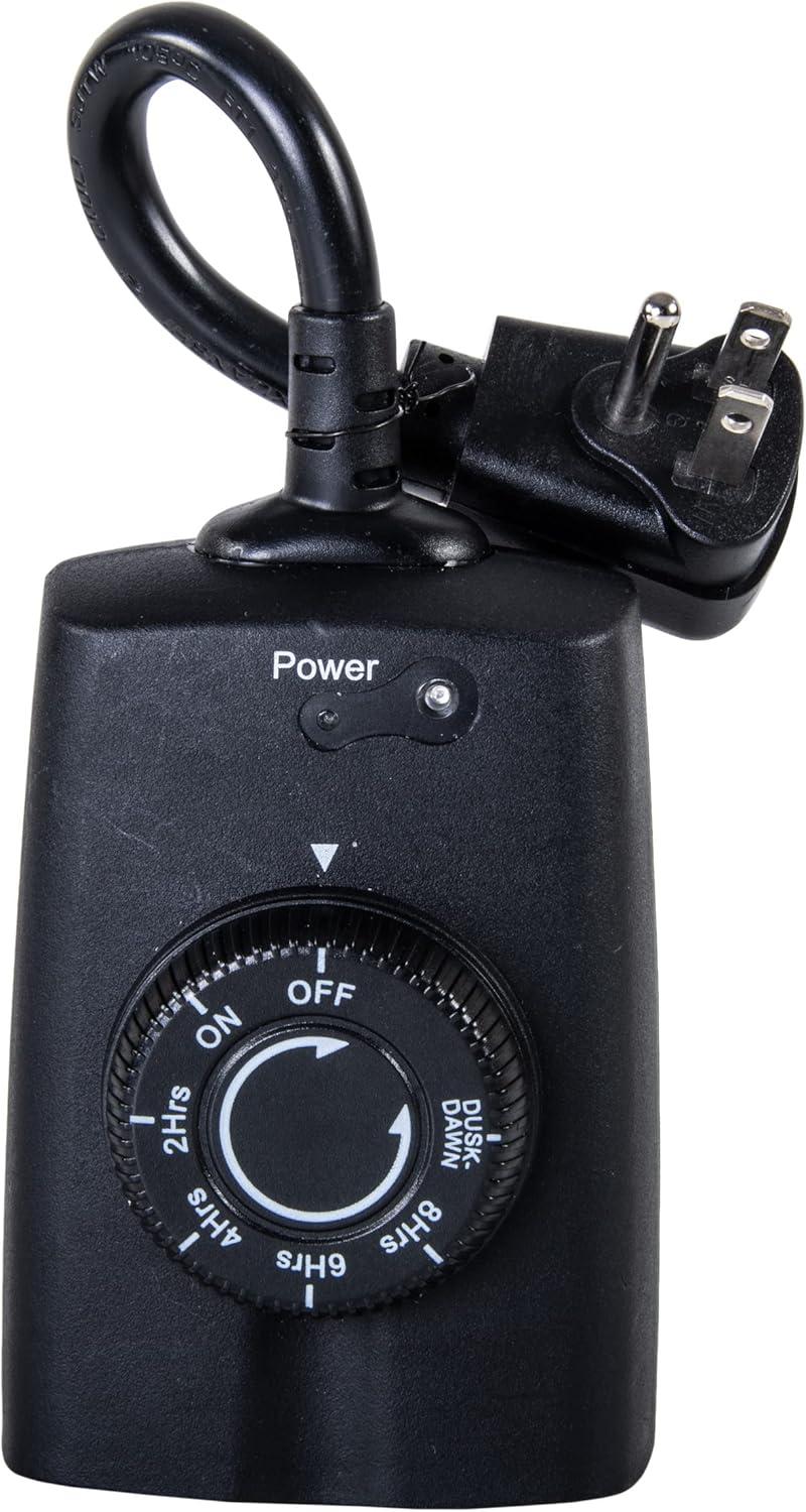 Black Outdoor Digital Plug-In Timer with Photocell Control