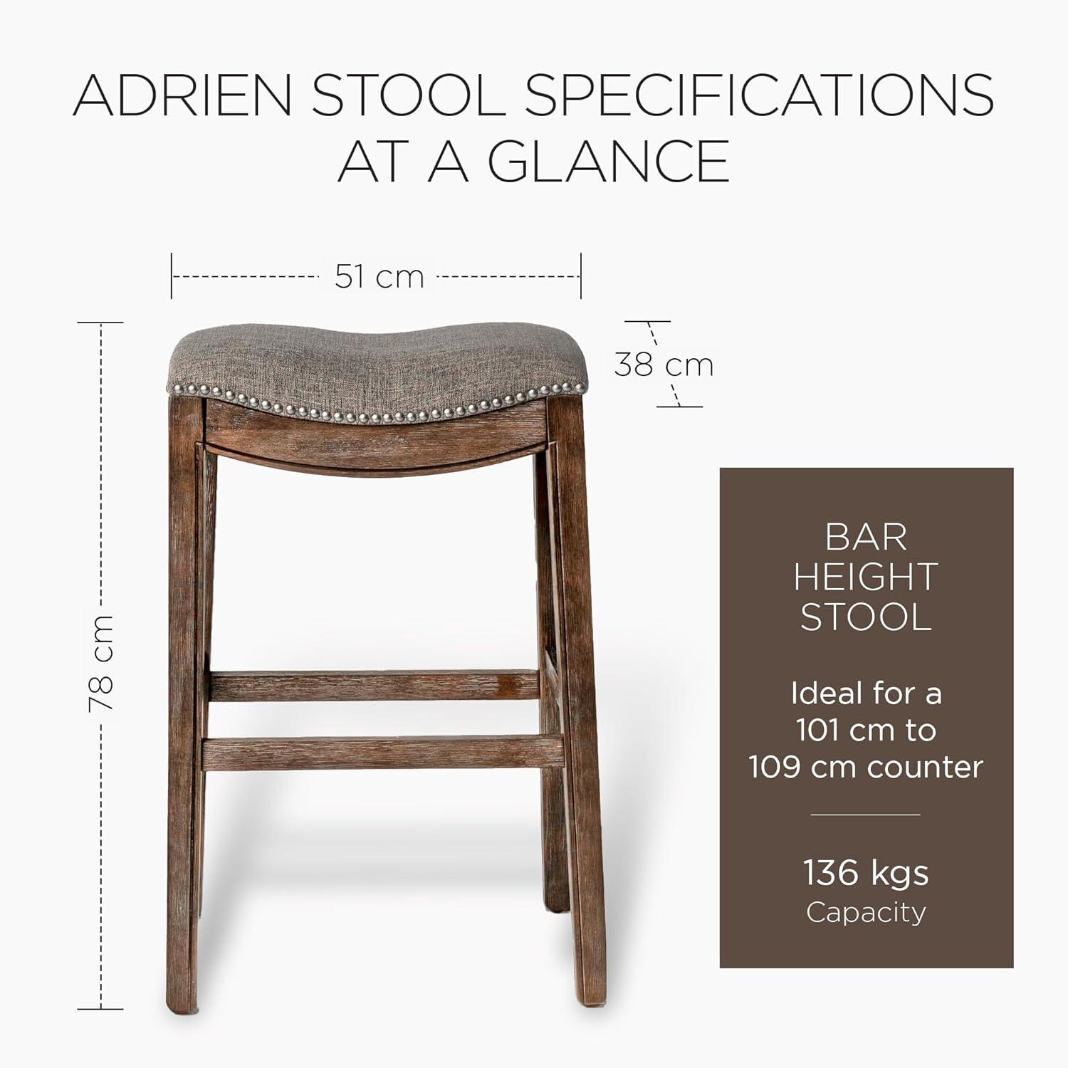 Maven Lane Adrien Backless Saddle Kitchen Counter Stool with Fabric Upholstery