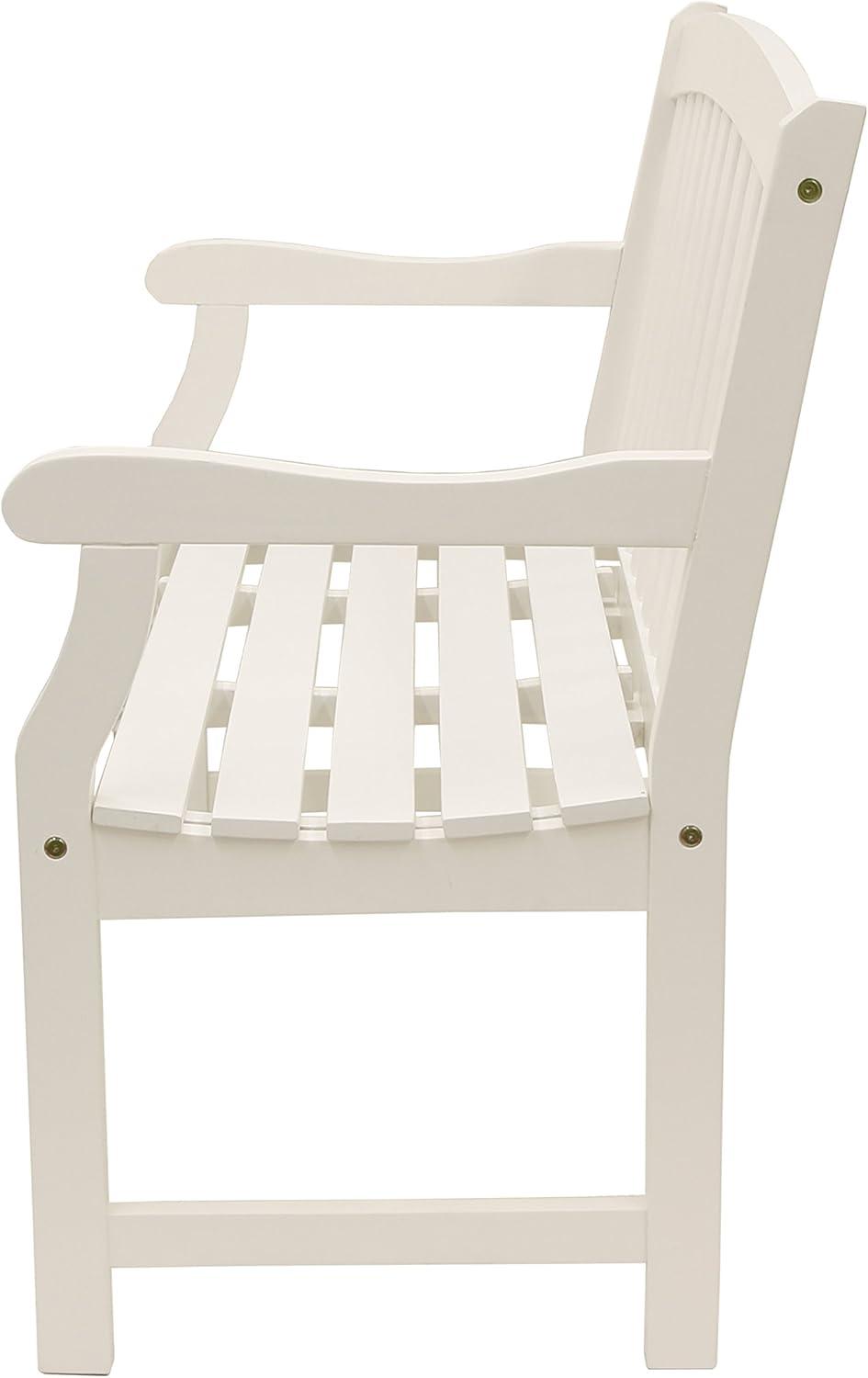 Marley Solid White Acacia Wood 2-Seat Outdoor Bench