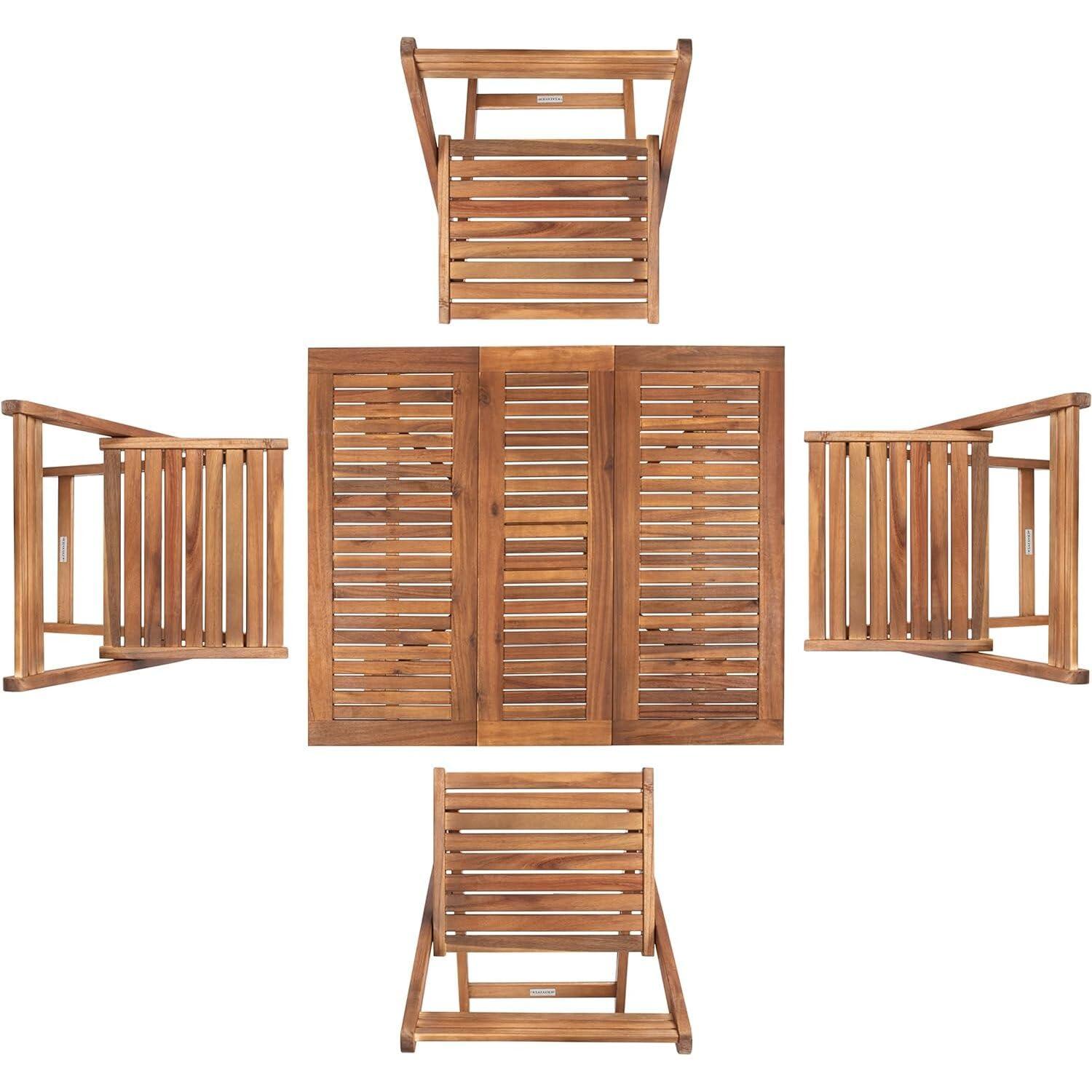 Arvin Table And 4 Chairs - Outdoor - PAT7001 - Natural - Safavieh