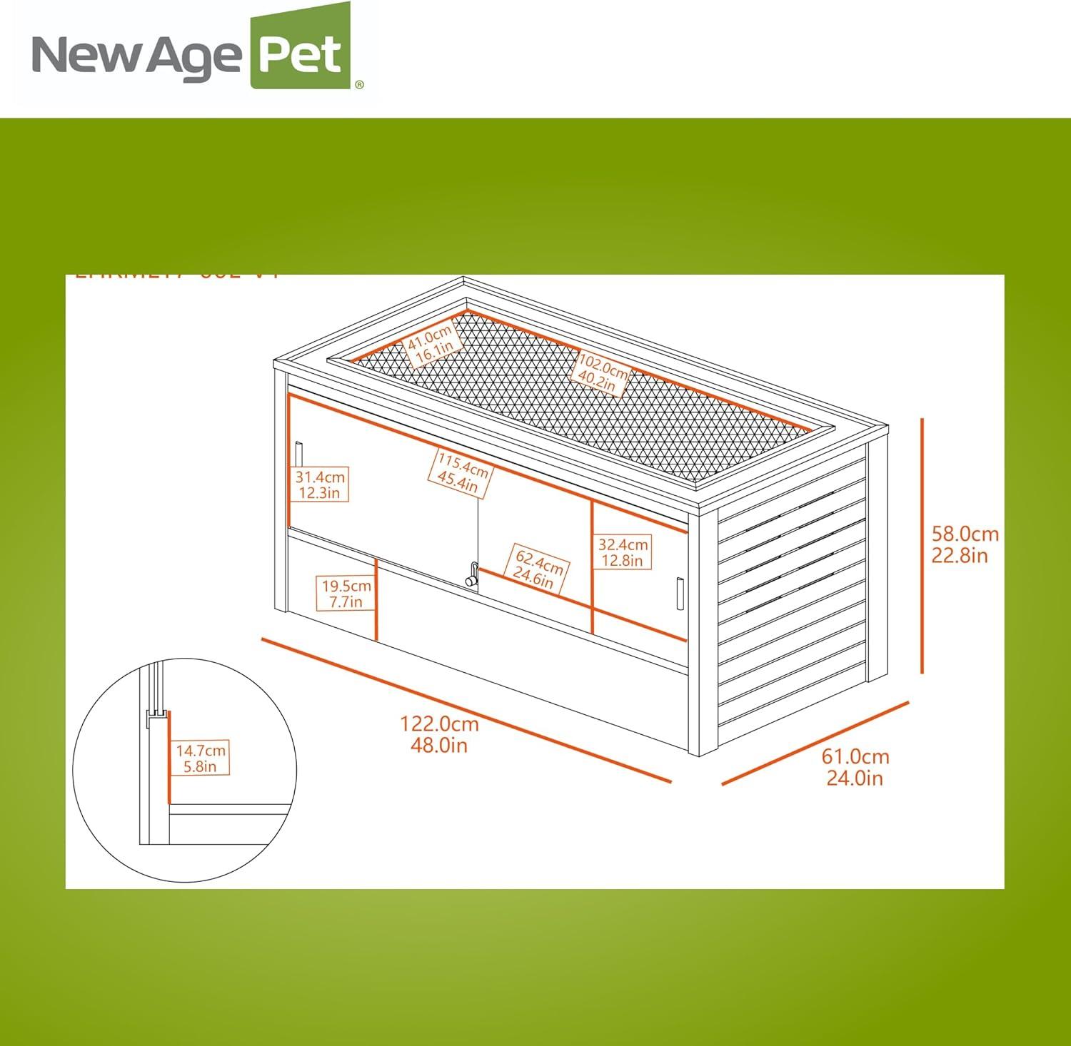 New Age Pet® ECOFLEX® 48 in. Mojave Reptile Terrarium Lounge - Durable Composite Habitat with Ventilated Side Panels, Removable Sliding Glass Doors and Mesh Screen Top for UV/Heat Lamp Setup