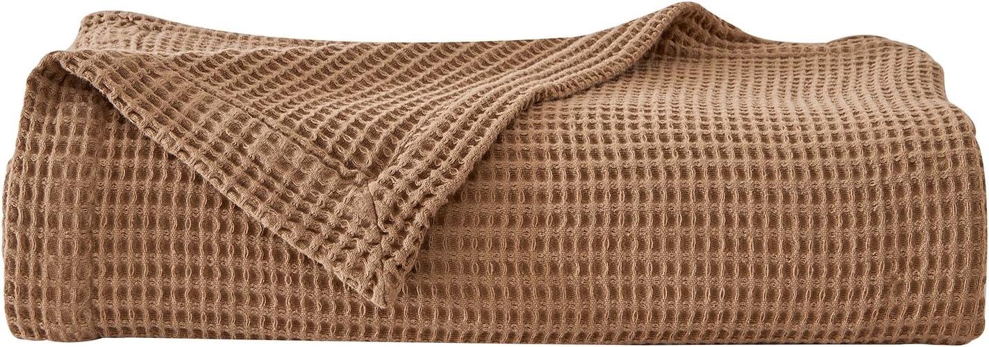 Toffee Full Cotton Waffle Weave Throw Blanket