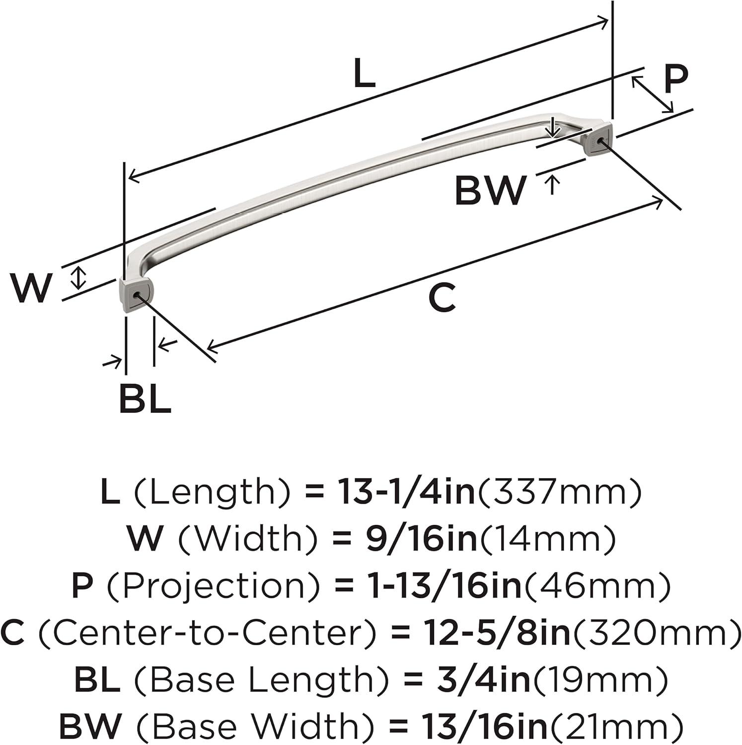 Amerock Revitalize 12-5/8 inch (320mm) Center-to-Center Satin Nickel Cabinet Pull
