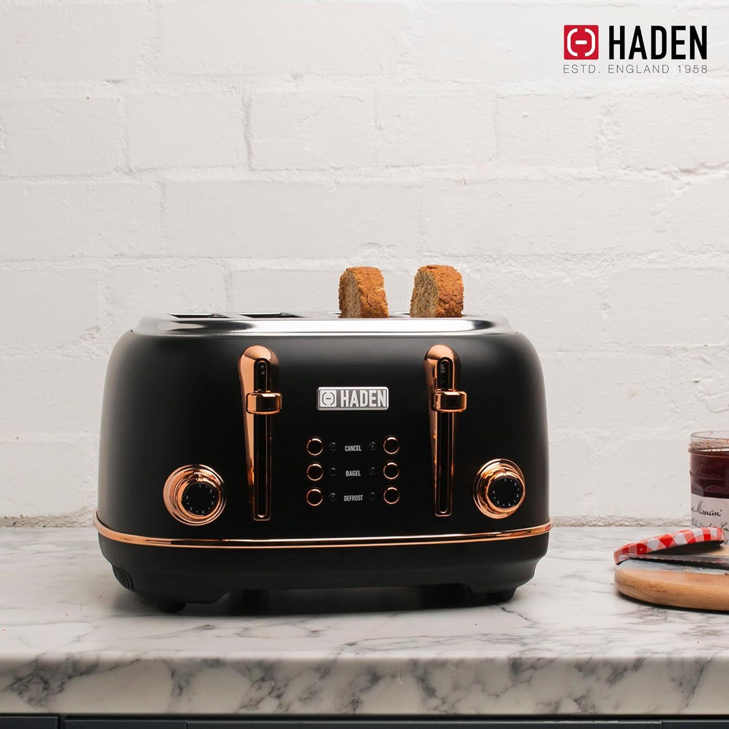 HADEN Heritage Black and Copper 4-Slice Toaster