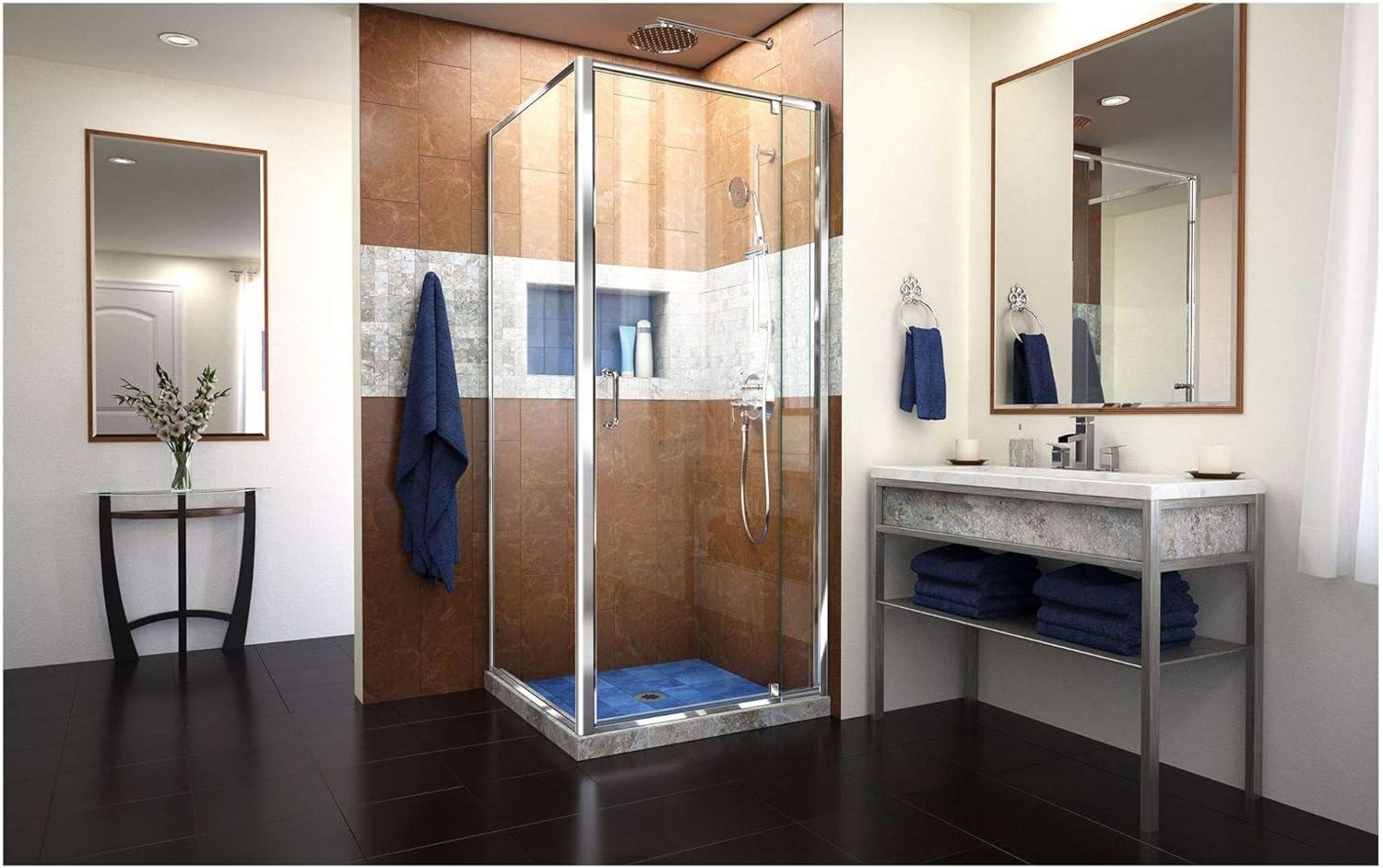 Flex 60" Brushed Nickel Frameless Pivot Shower Door with Clear Glass