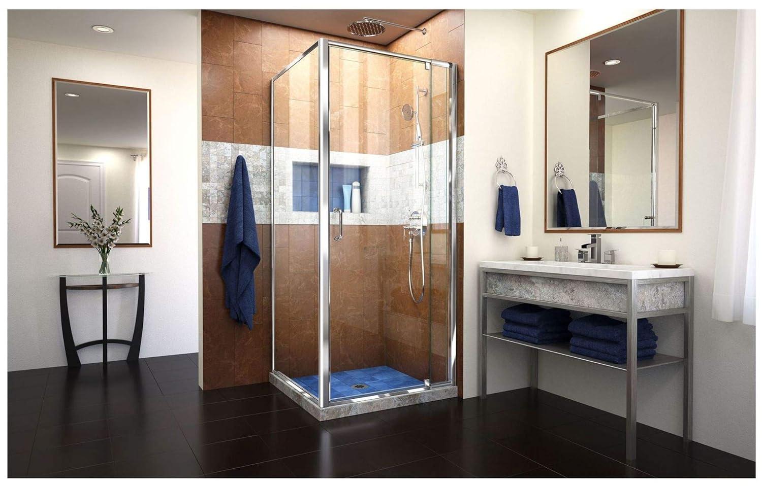 DreamLine Flex 36.44" W x 34.5" D x 72" H Framed Rectangle Pivot Shower Enclosure SHDR-2234340-RT-01