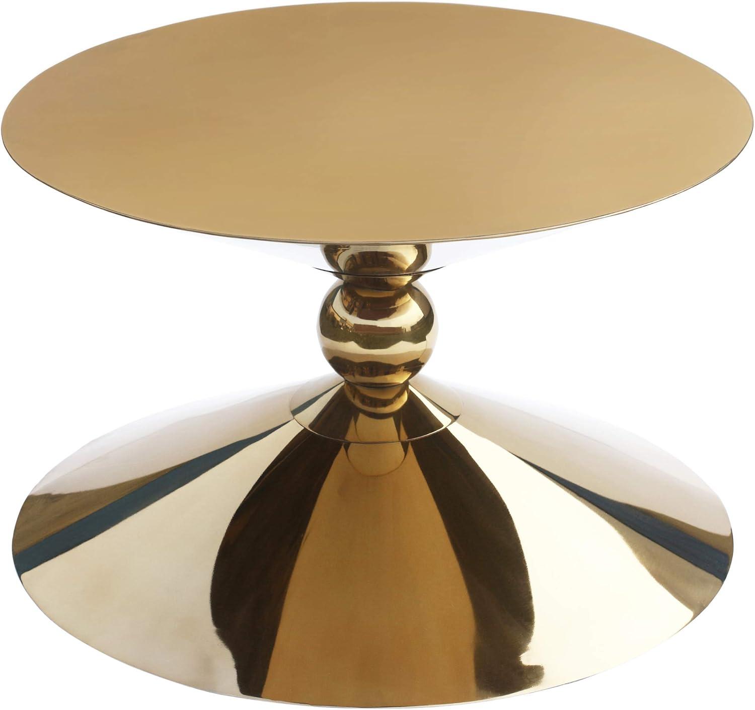 Malia 28" Round Gold Metal Hourglass Coffee Table