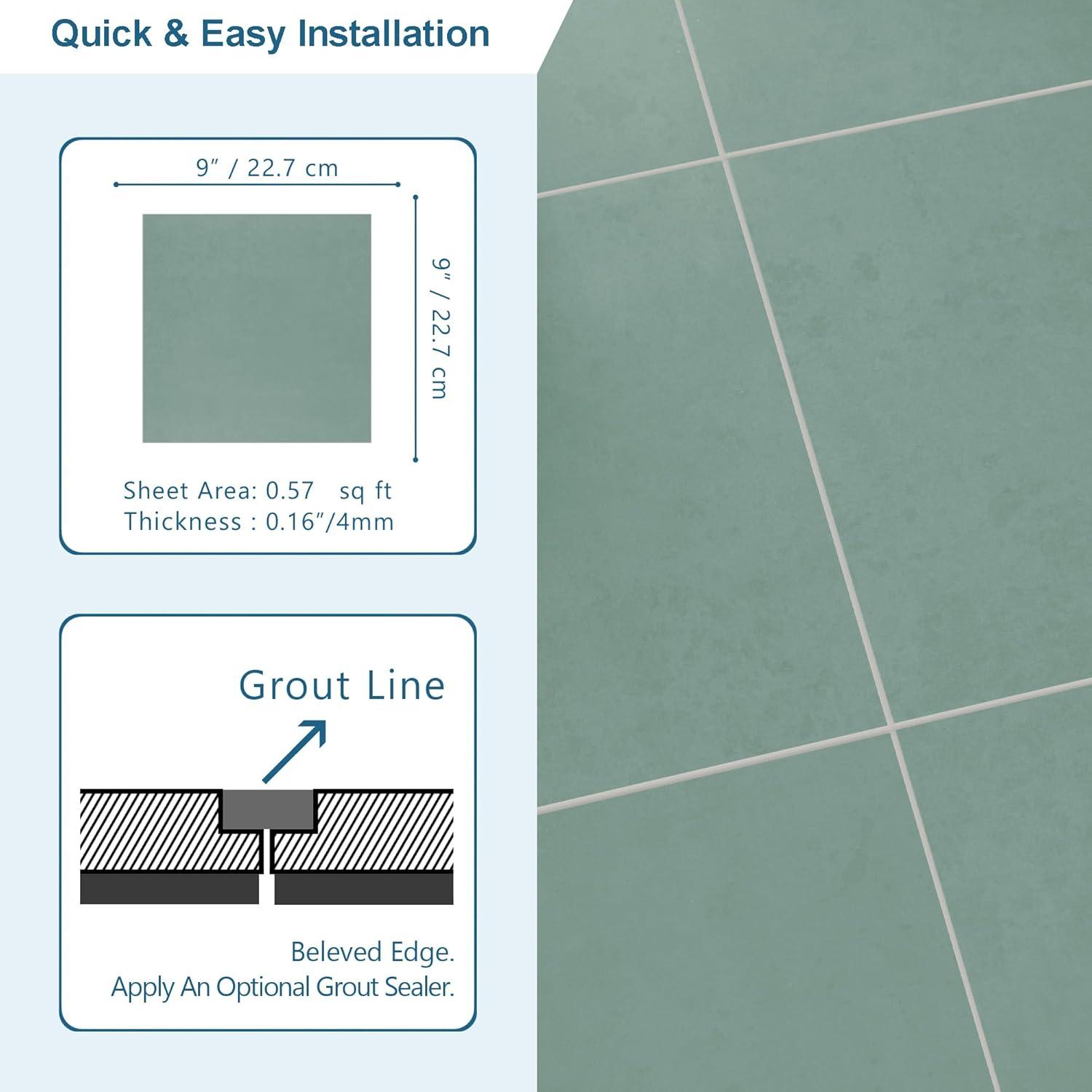 Sunwings 9'' x 9'' x 4mm SPC Peel & Stick Floor Tile Luxury Vinyl Flooring