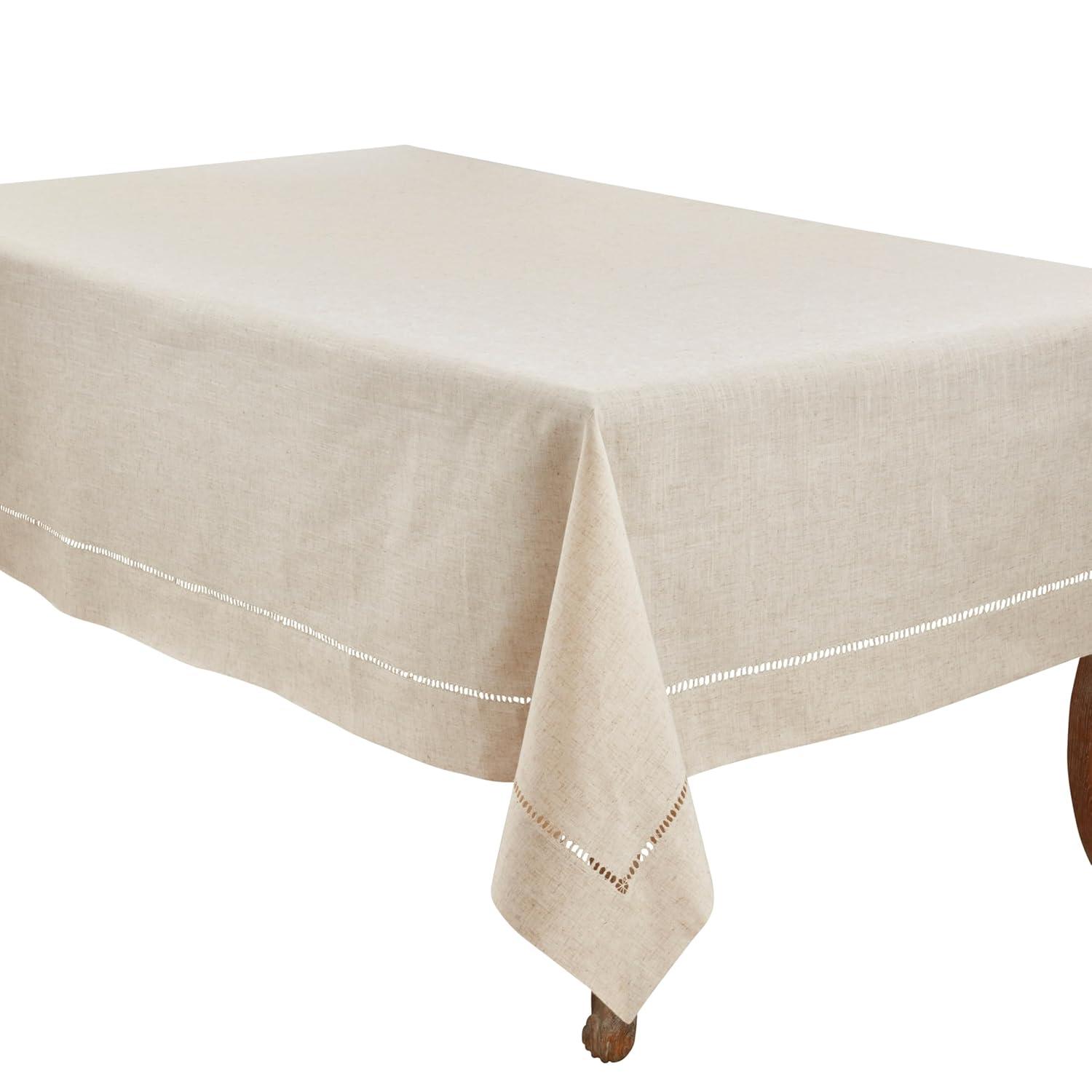 SARO 731.N90156B 90 x 156 in. Rectangular Toscana Linen Blend Tablecloth - Natural