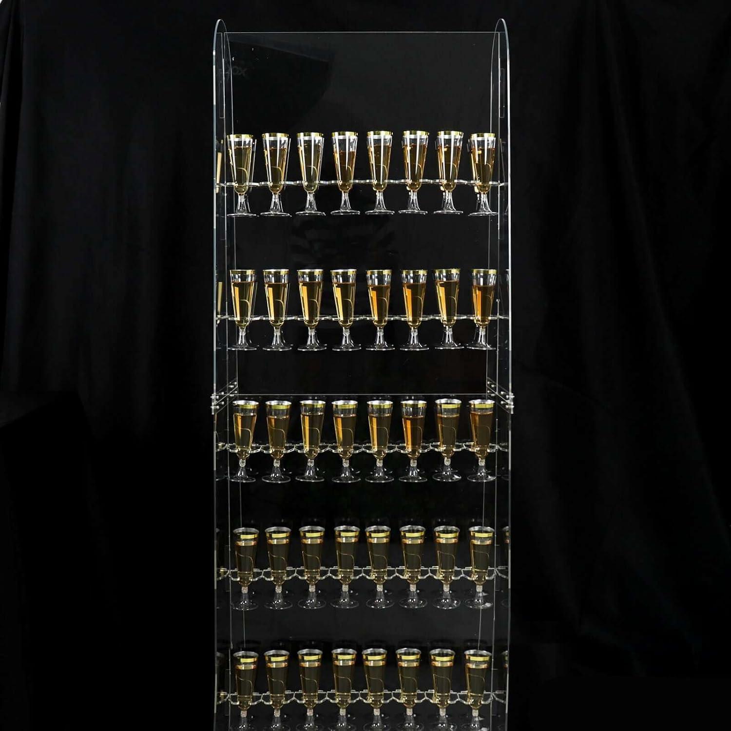 Efavormart 5ft Clear 5-Tier Wine Glass Stemware Rack, Champagne Flute Holder Wall Stand