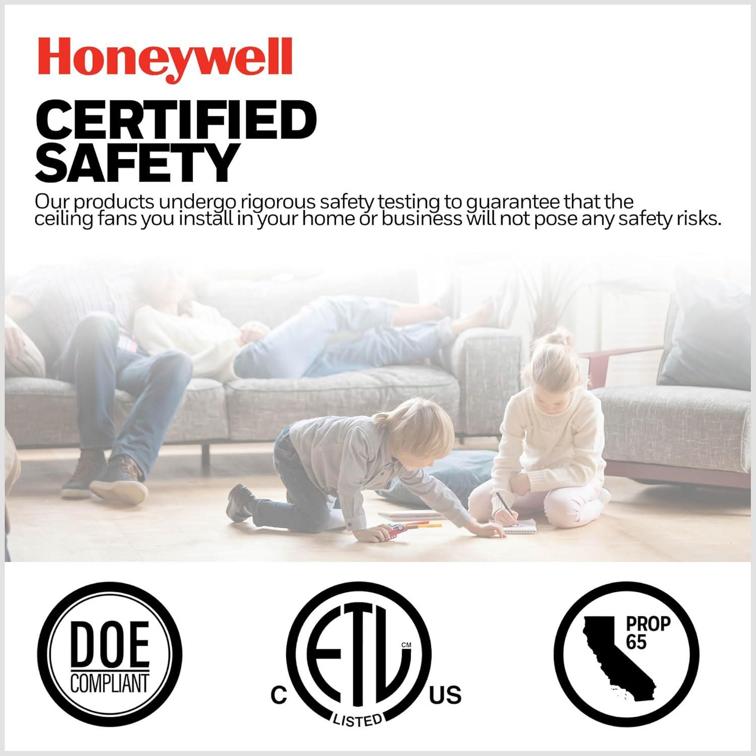 Honeywell 52-Inch Bontera Indoor 5 Blade Matte Black Craftsman Ceiling Fan with Remote Control