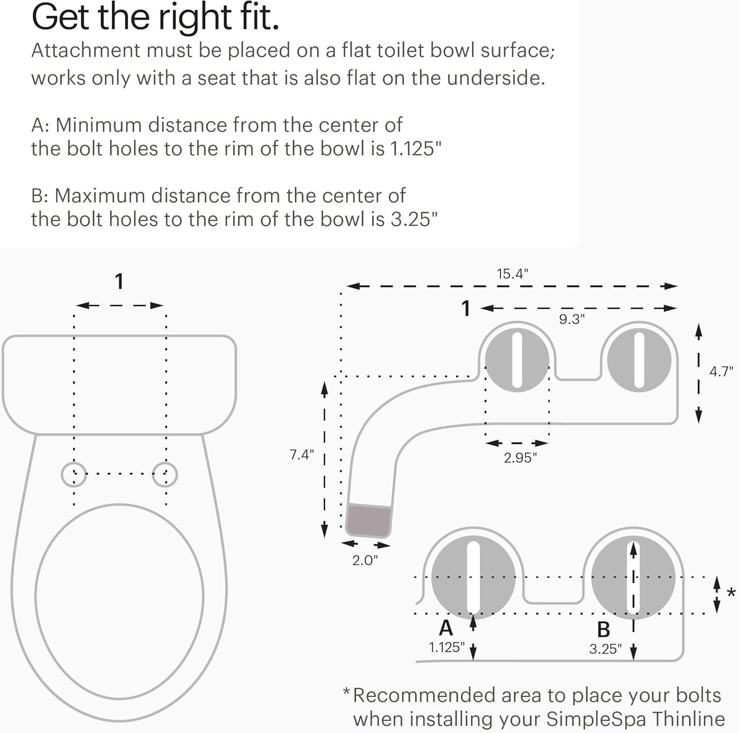 Brondell Bidet - Thinline SimpleSpa SS-150 Fresh Water Spray Non-Electric Bidet Toilet Attachment in White with Self Cleaning Nozzle