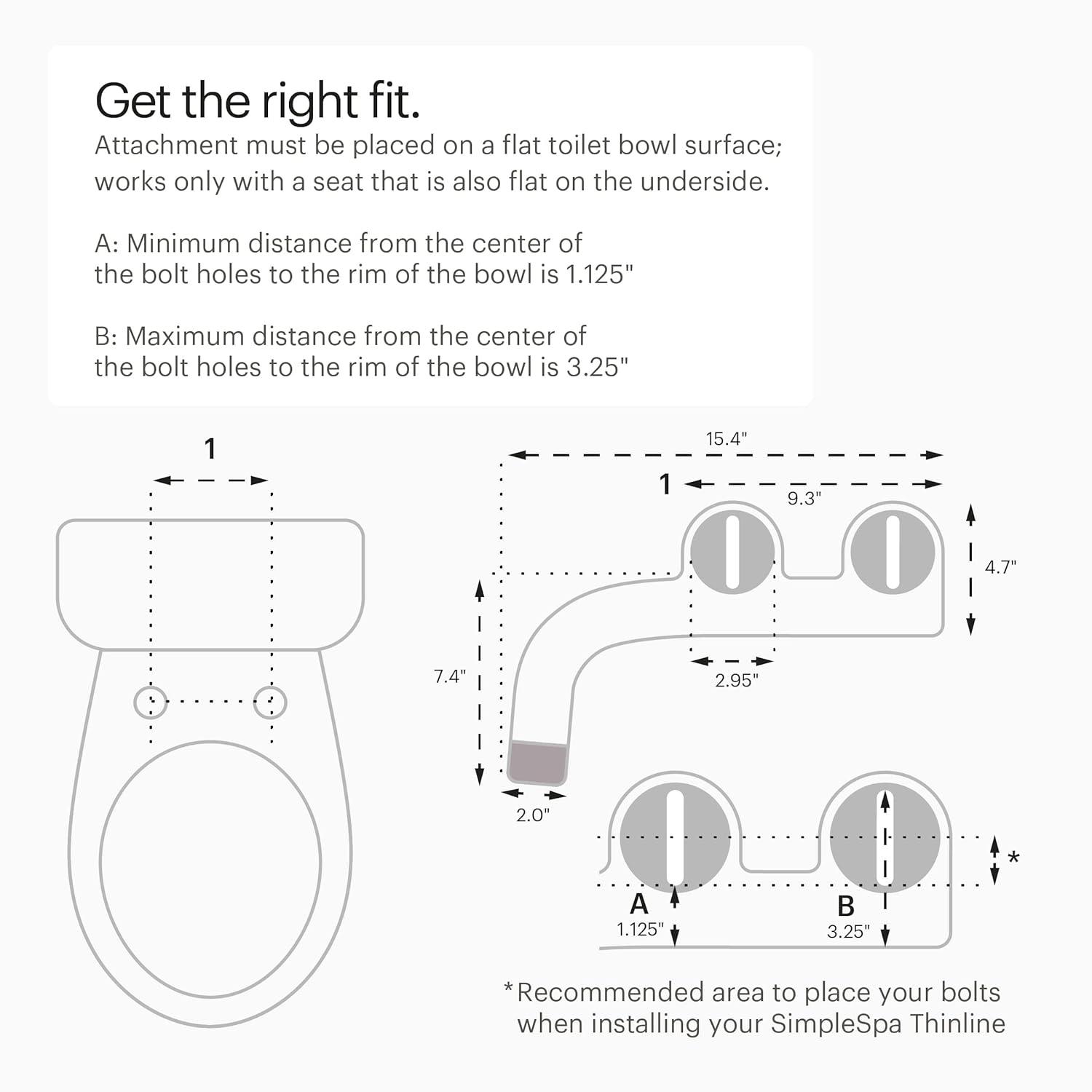 Brondell Bidet - Thinline SimpleSpa SS-150 Fresh Water Spray Non-Electric Bidet Toilet Attachment in White with Self Cleaning Nozzle