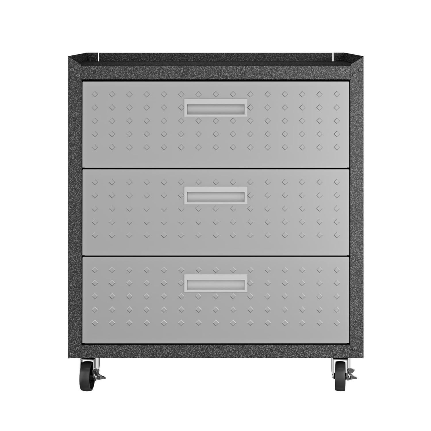 Manhattan Comfort Fortress Floating Garage Storage Cabinet, Black/Grey